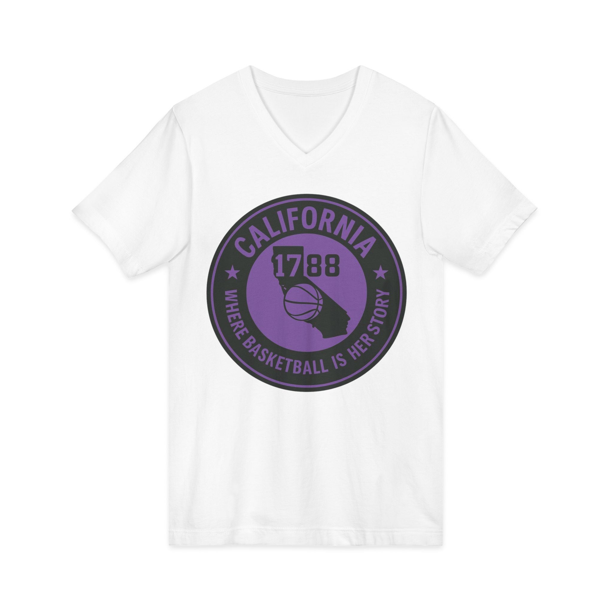 California Basketball Herstory V-Neck Tee
