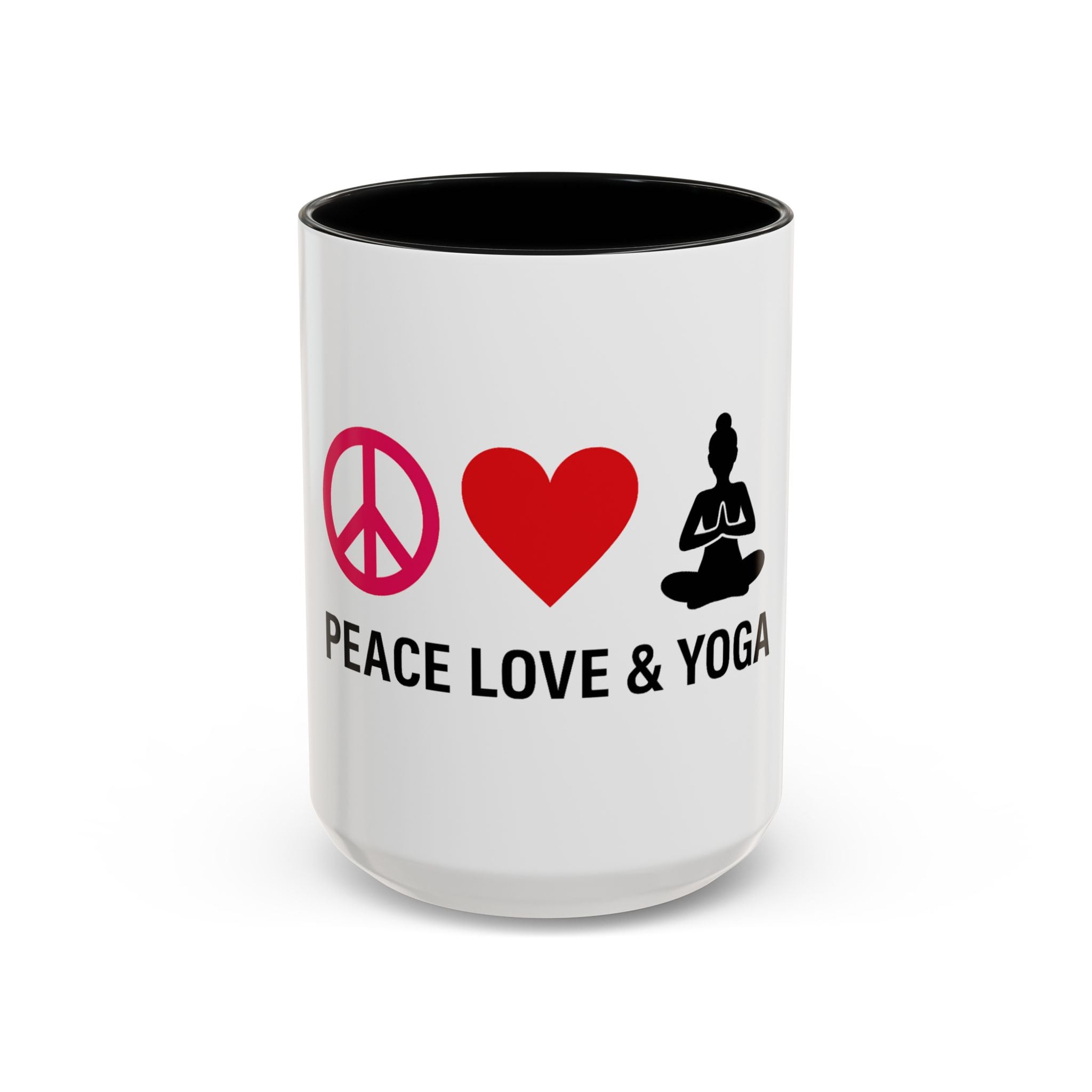 Peace Love & Yoga Accent Coffee Mug