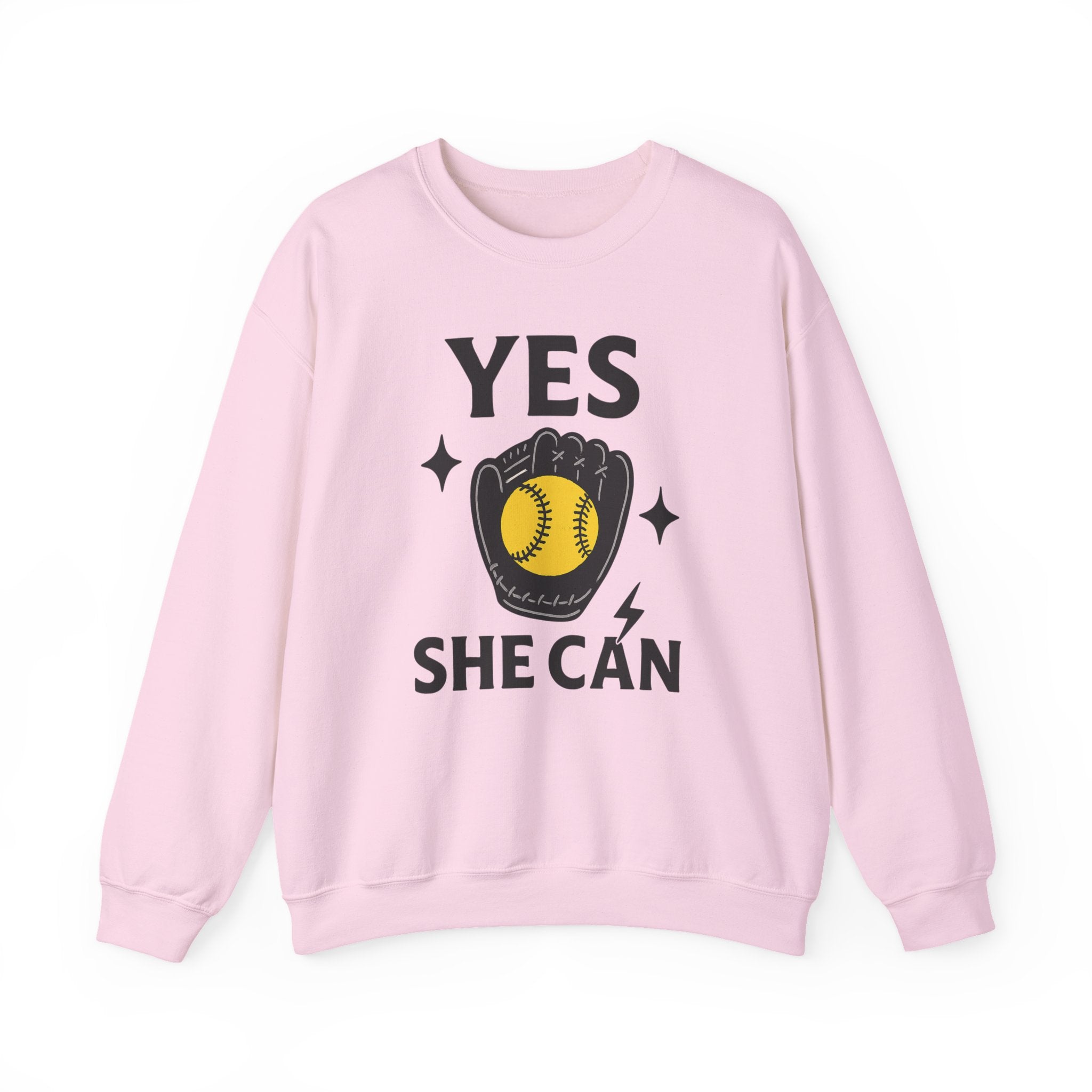 Yes, She Can Softball Sweatshirt, Unisex Crewneck