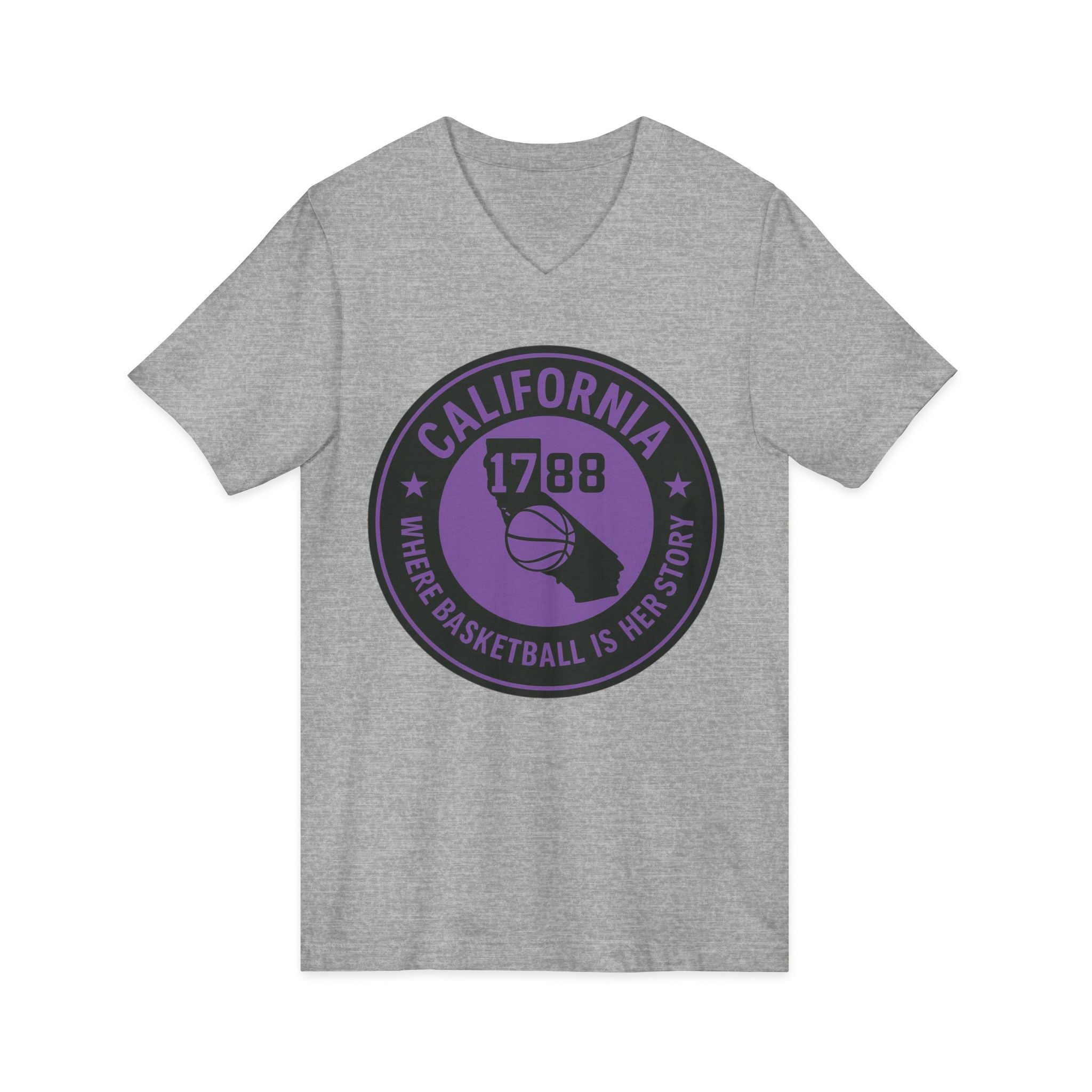 California Basketball Herstory V-Neck Tee