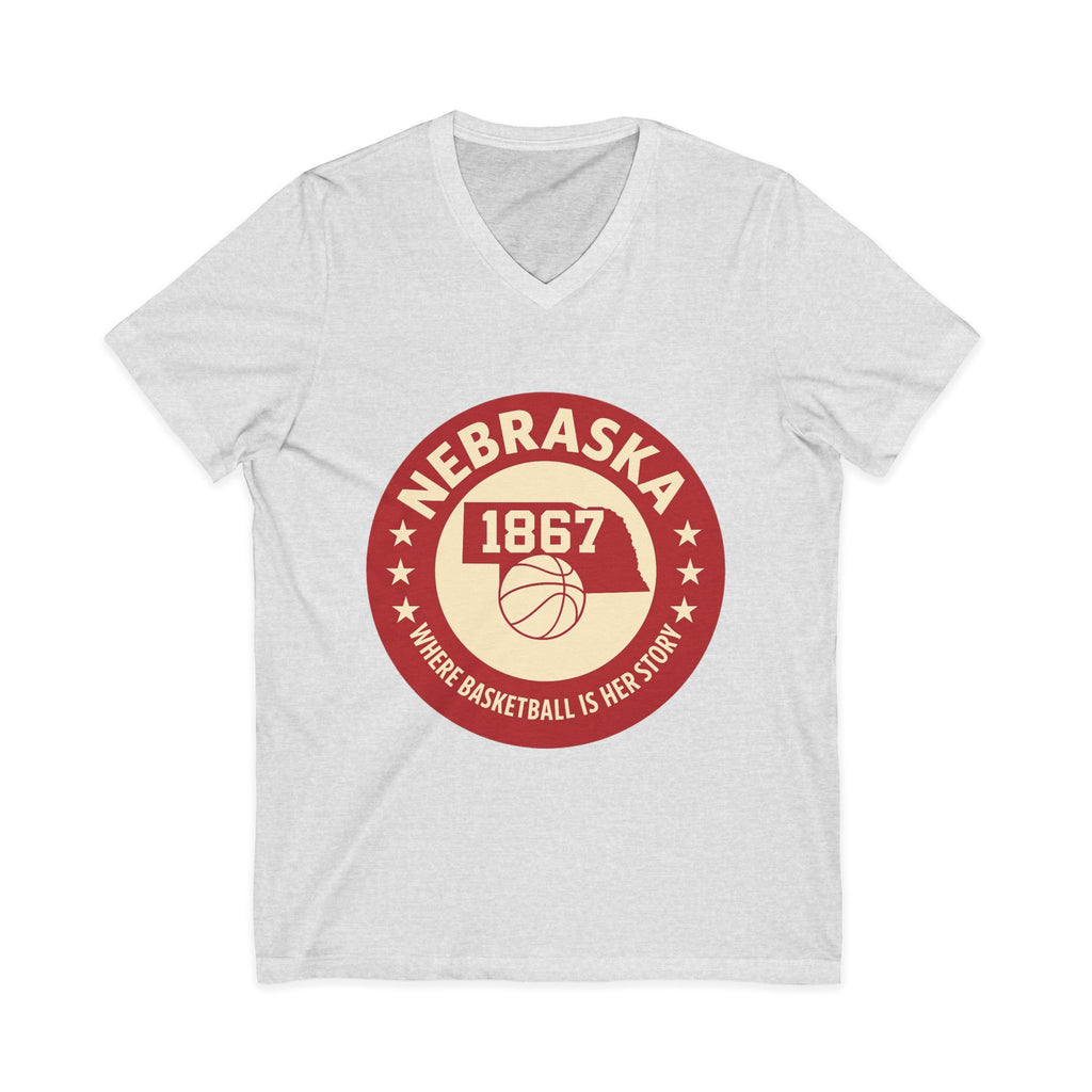 Nebraska 1867 Basketball Vintage V-Neck Tee