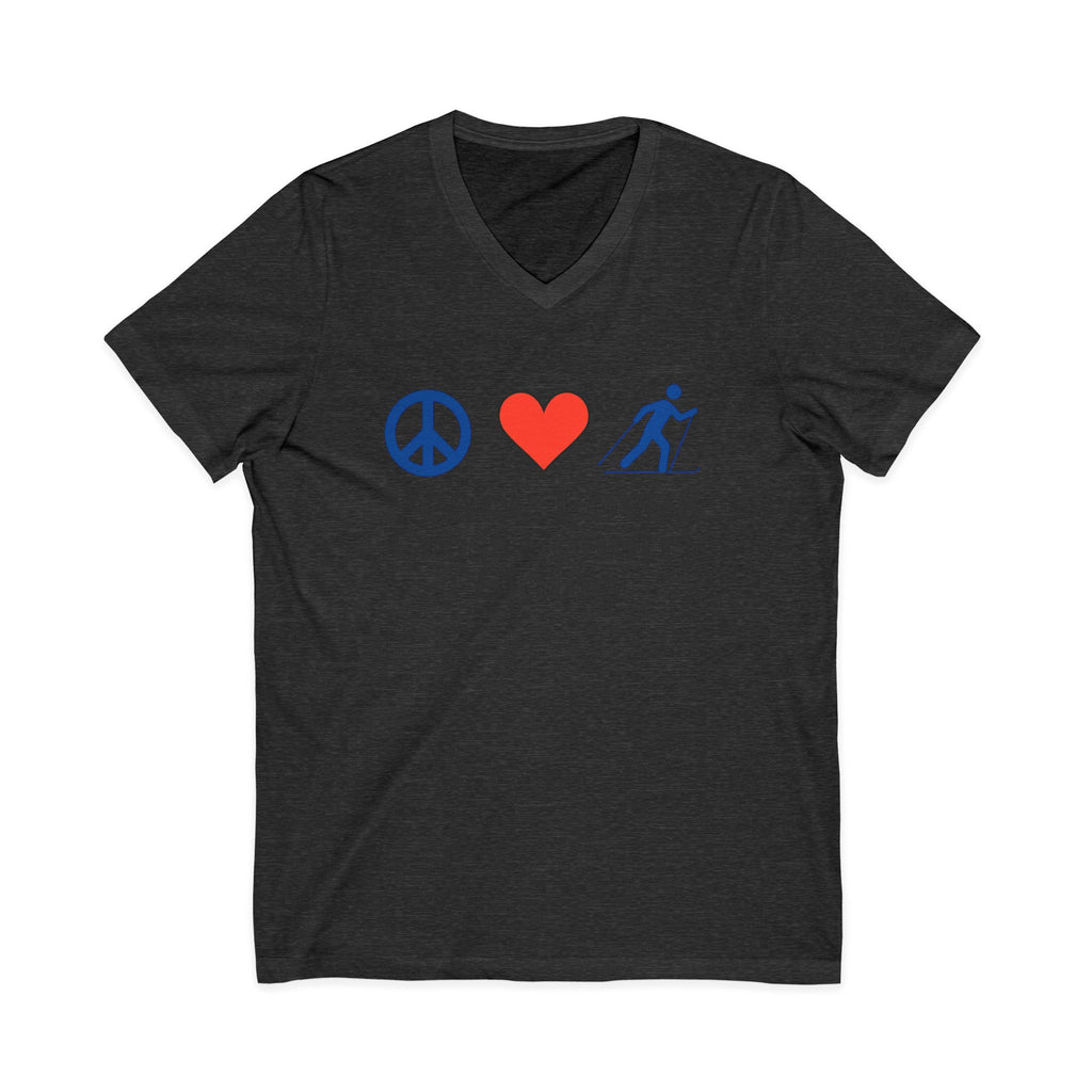 Peace Love & Cross Country Skiing V-Neck Tee
