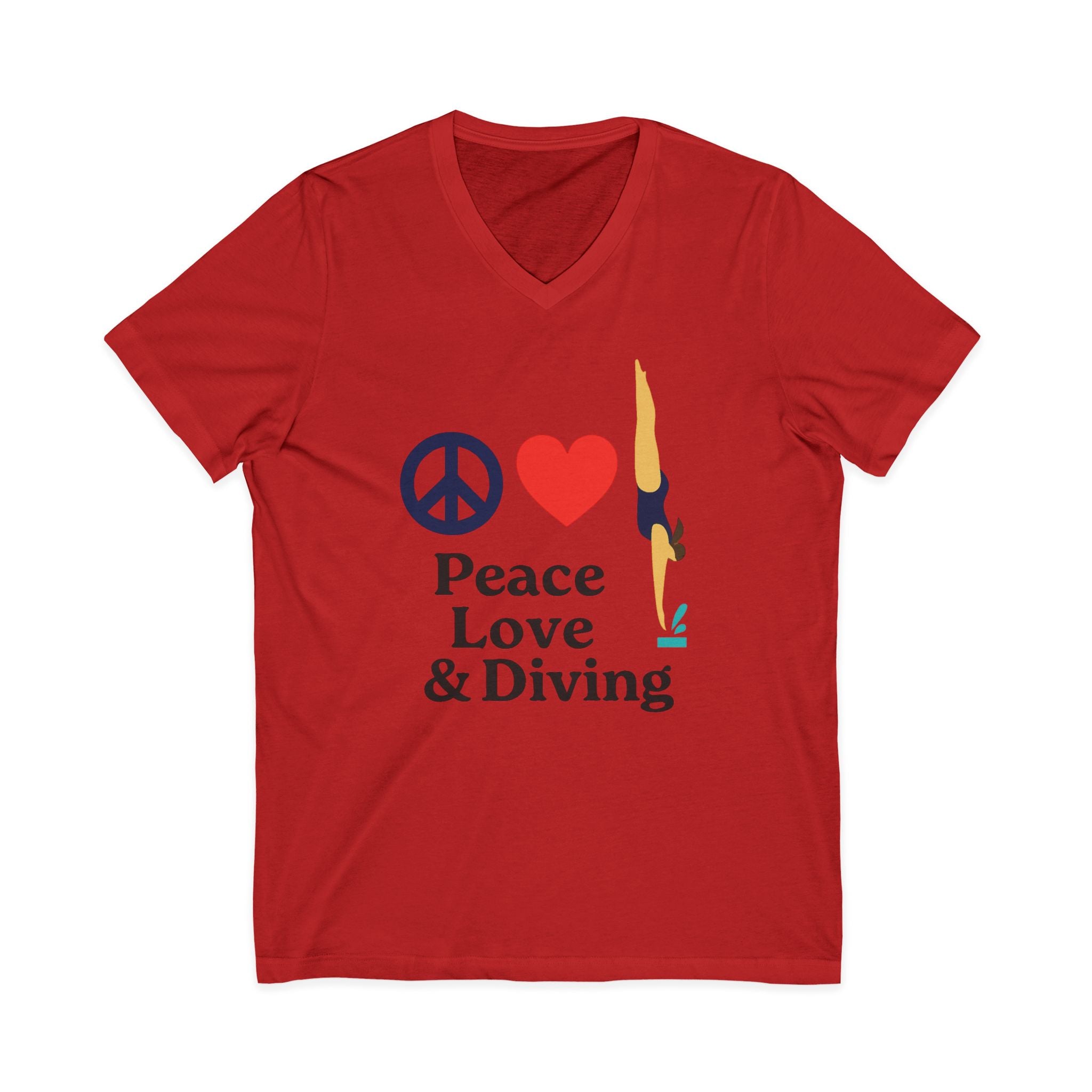 Peace Love & Diving V-Neck Tee