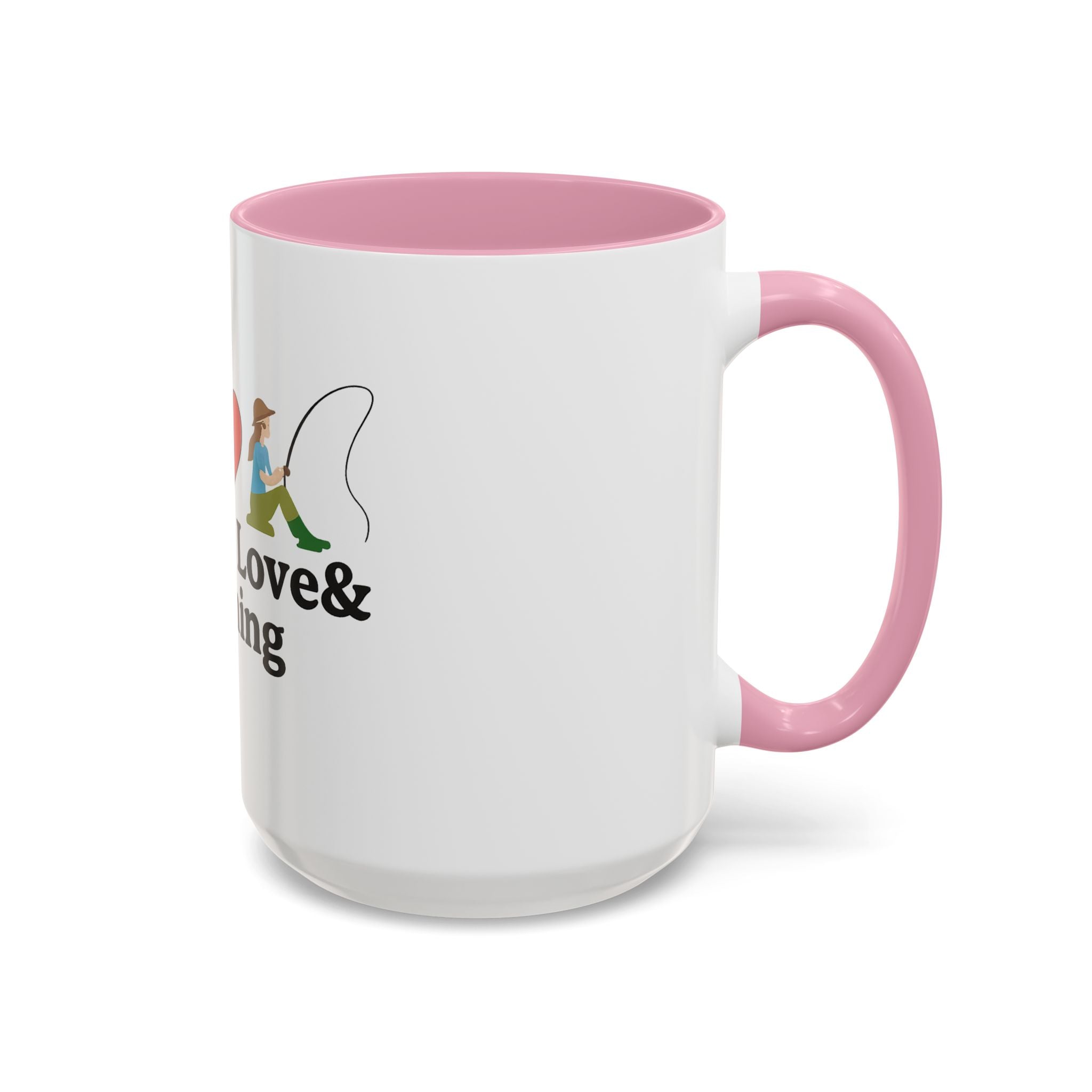 Peace, Love & Fishing Mug - Colorful Ceramic Coffee Cup for Anglers
