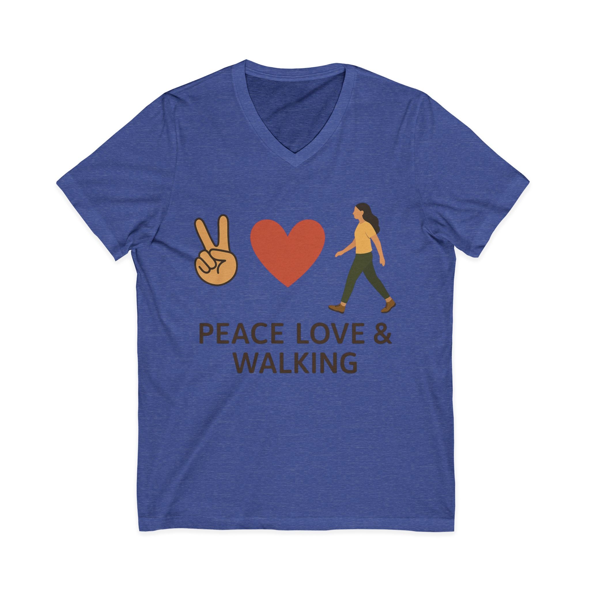 Peace, Love & Walking V-Neck Tee