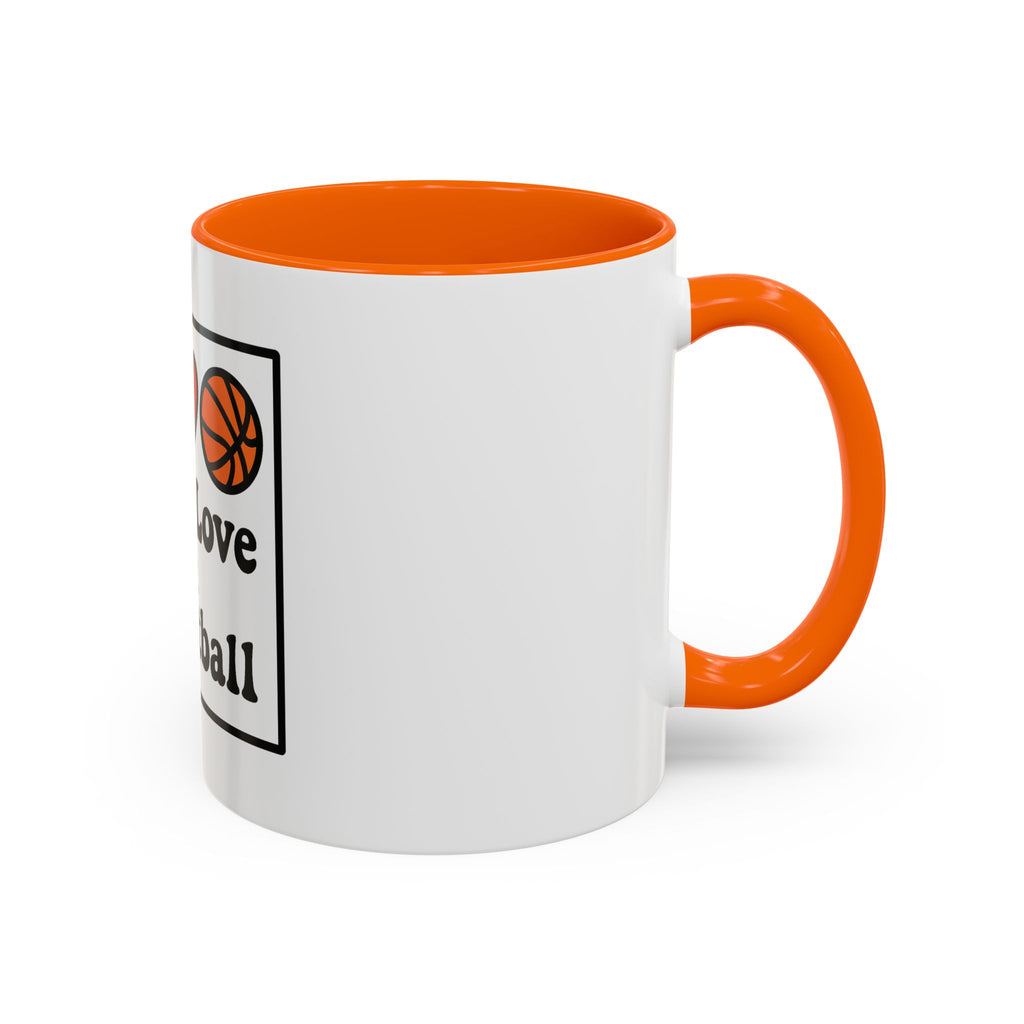 Accent Coffee Mug with Peace, Love & Basketball Design