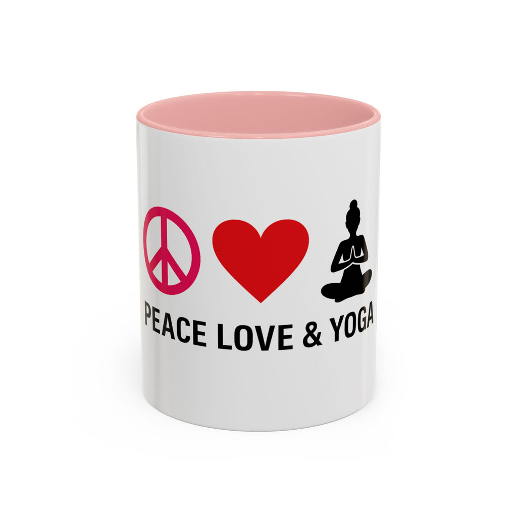 Peace Love & Yoga Accent Coffee Mug