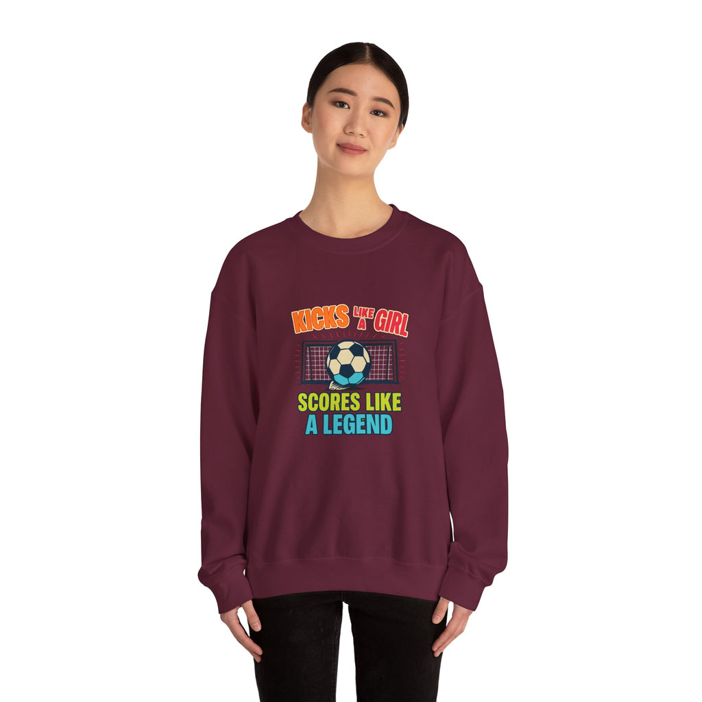 Unisex Soccer Sweatshirt, Kicks Like a Girl