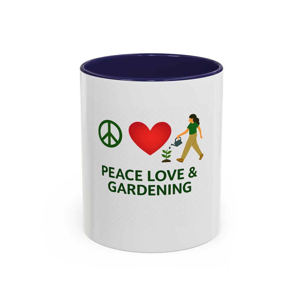 Peace, Love & Gardening Accent Coffee Mug — Gardener Gift (11/15oz)