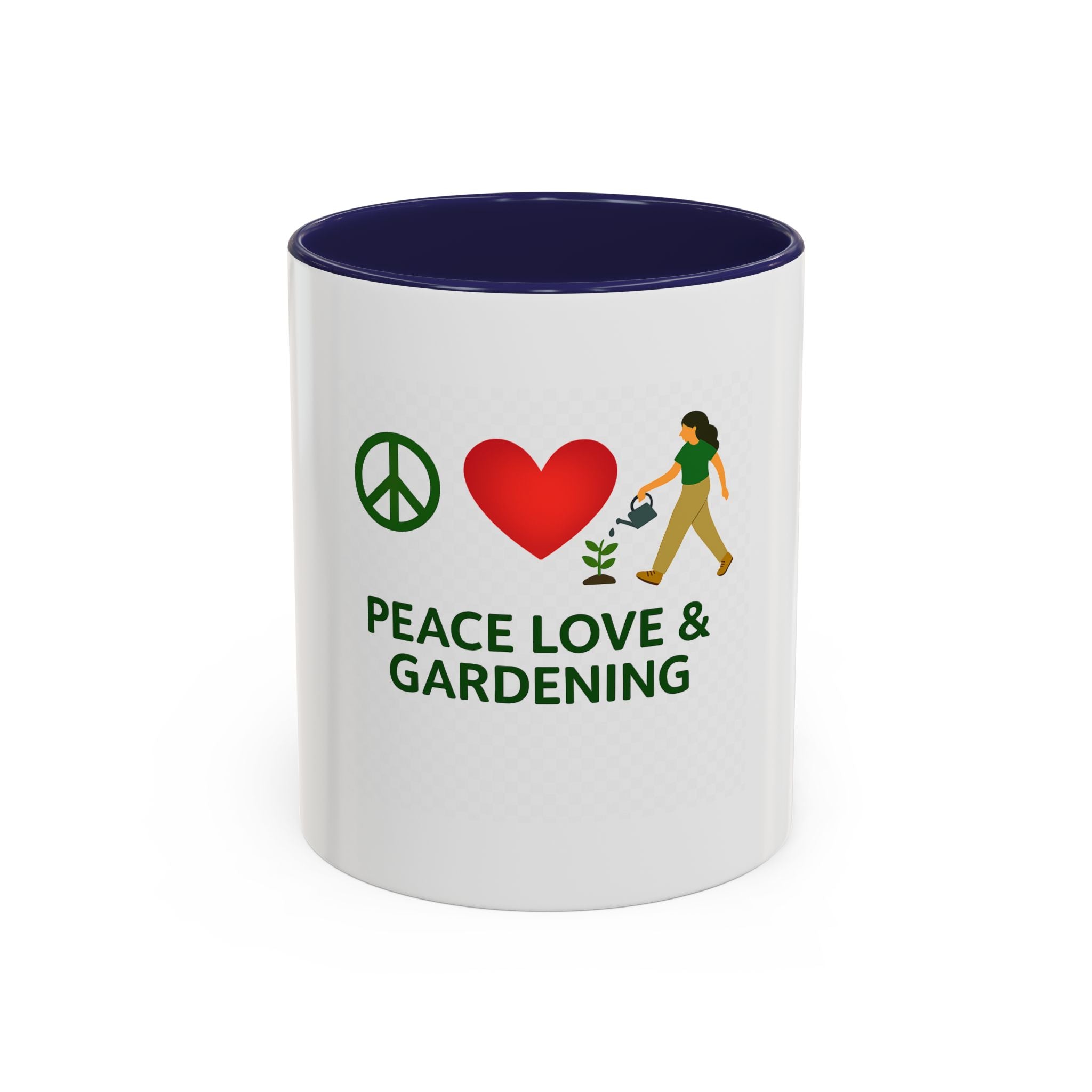 Peace, Love & Gardening Accent Coffee Mug — Gardener Gift (11/15oz)