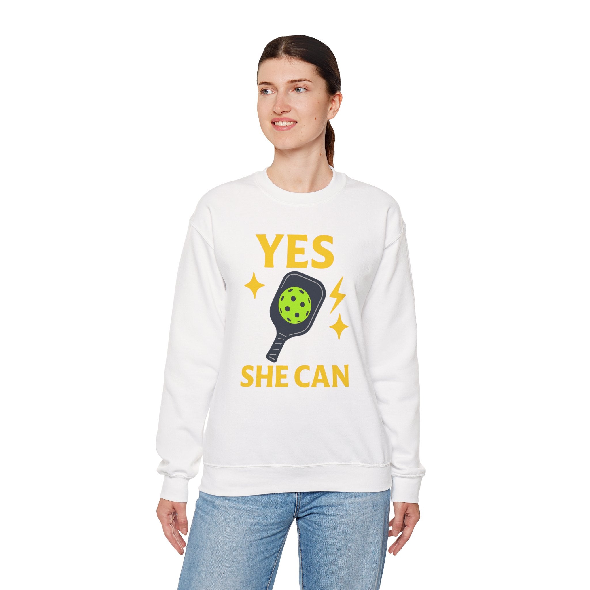 Yes, She Can Pickleball Sweatshirt, Unisex Crewneck