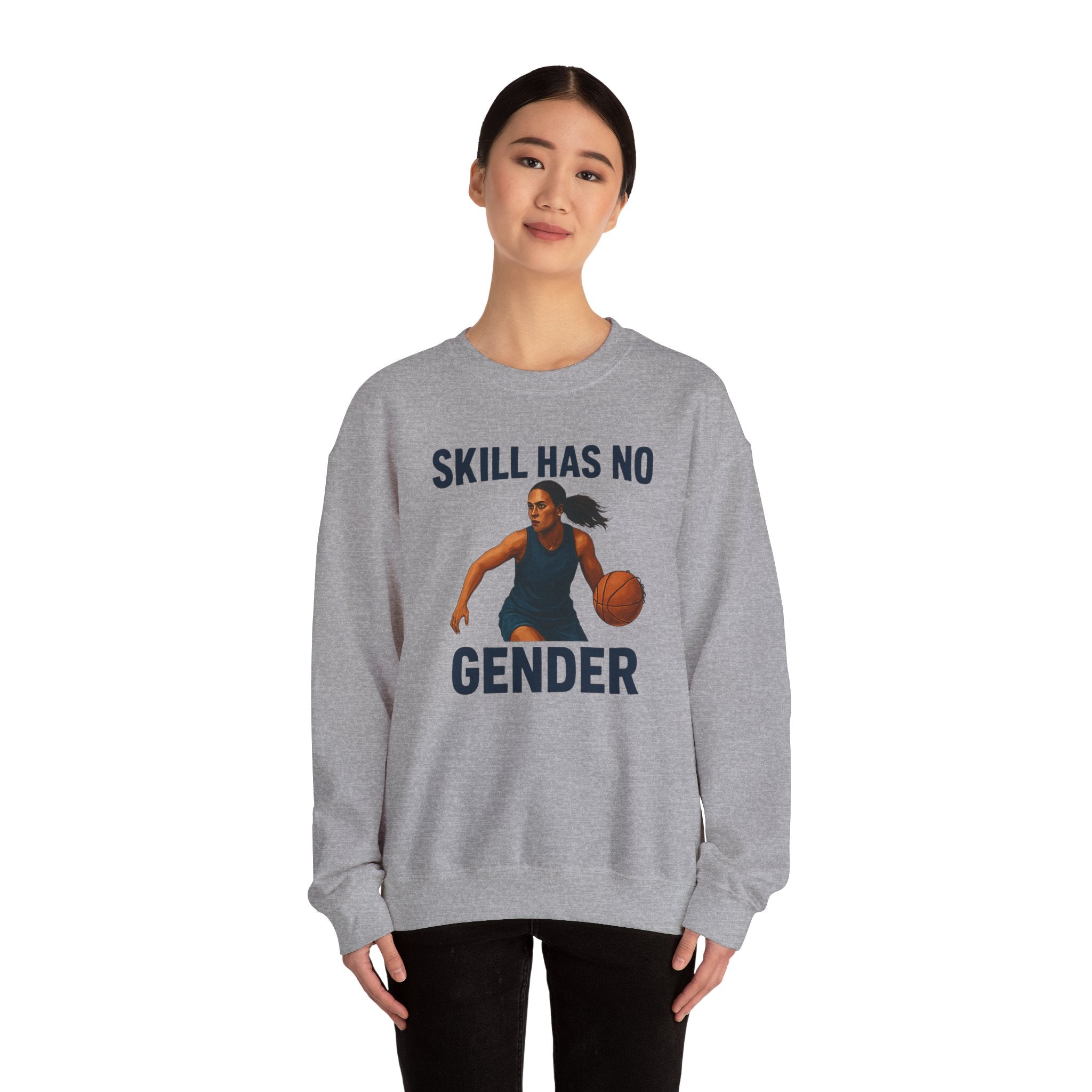 Empowering Sporty Crewneck Sweatshirt - Skill Has No Gender