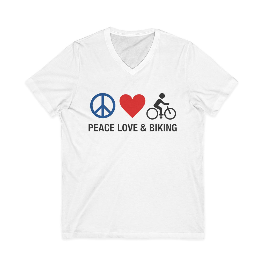 Peace Love & Biking V-Neck Tee