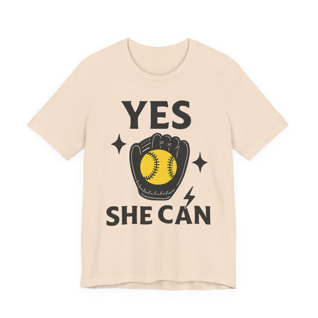 Yes, She Can Softball Unisex Tee