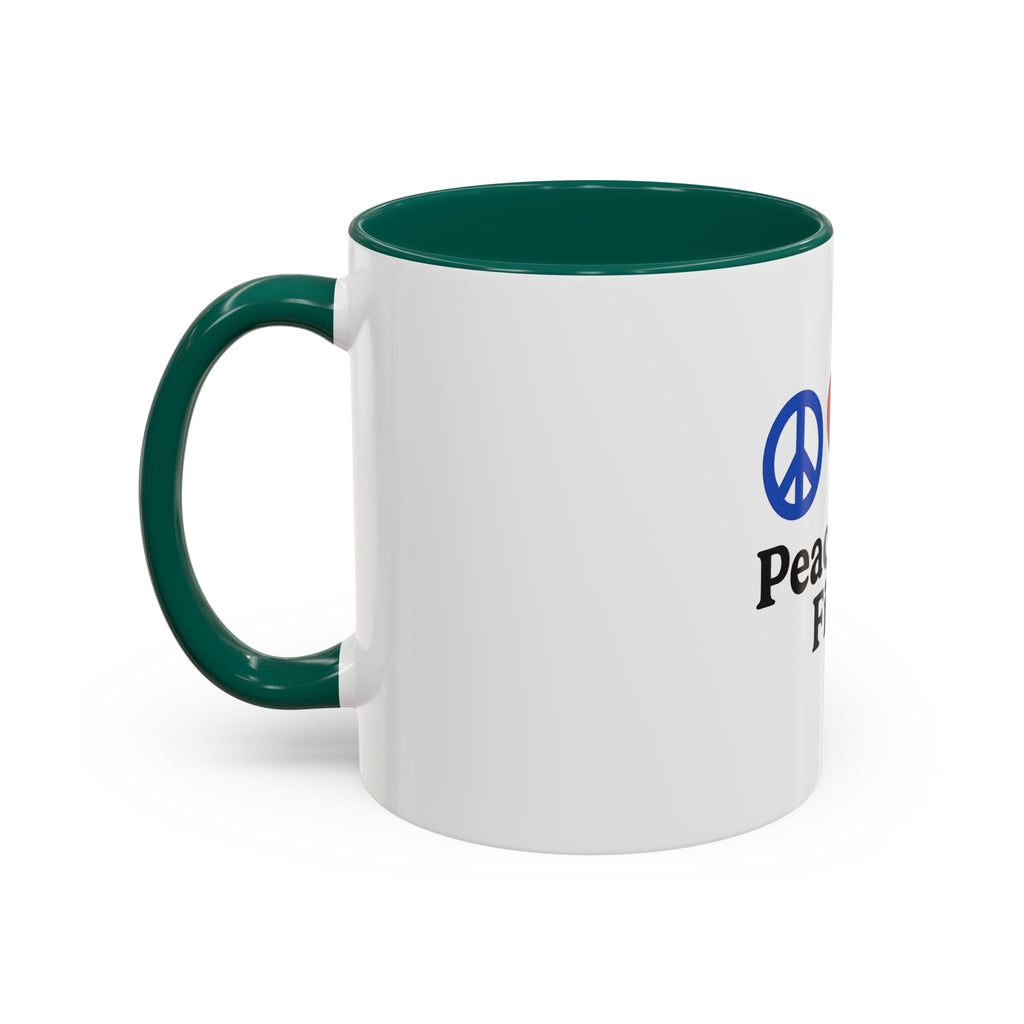 Peace, Love & Fishing Mug - Colorful Ceramic Coffee Cup for Anglers