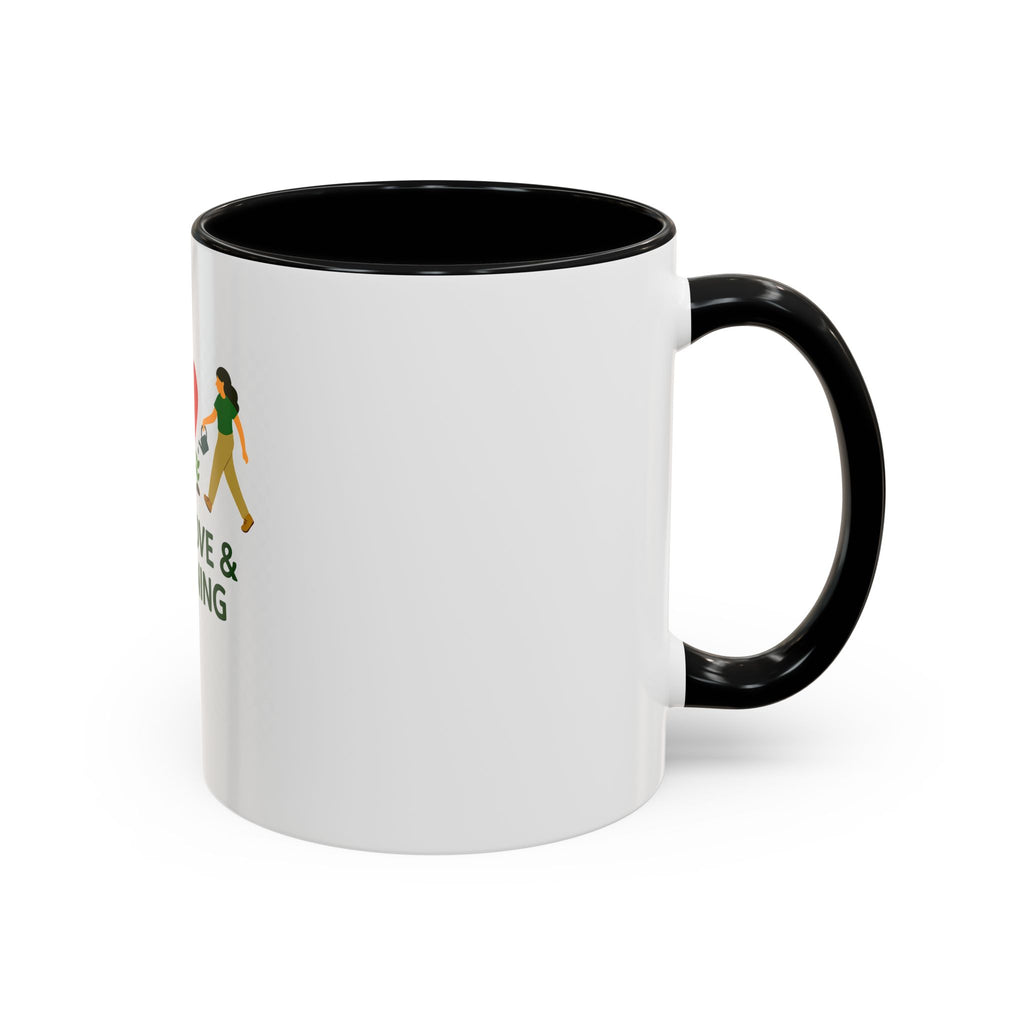 Peace, Love & Gardening Accent Coffee Mug — Gardener Gift (11/15oz)