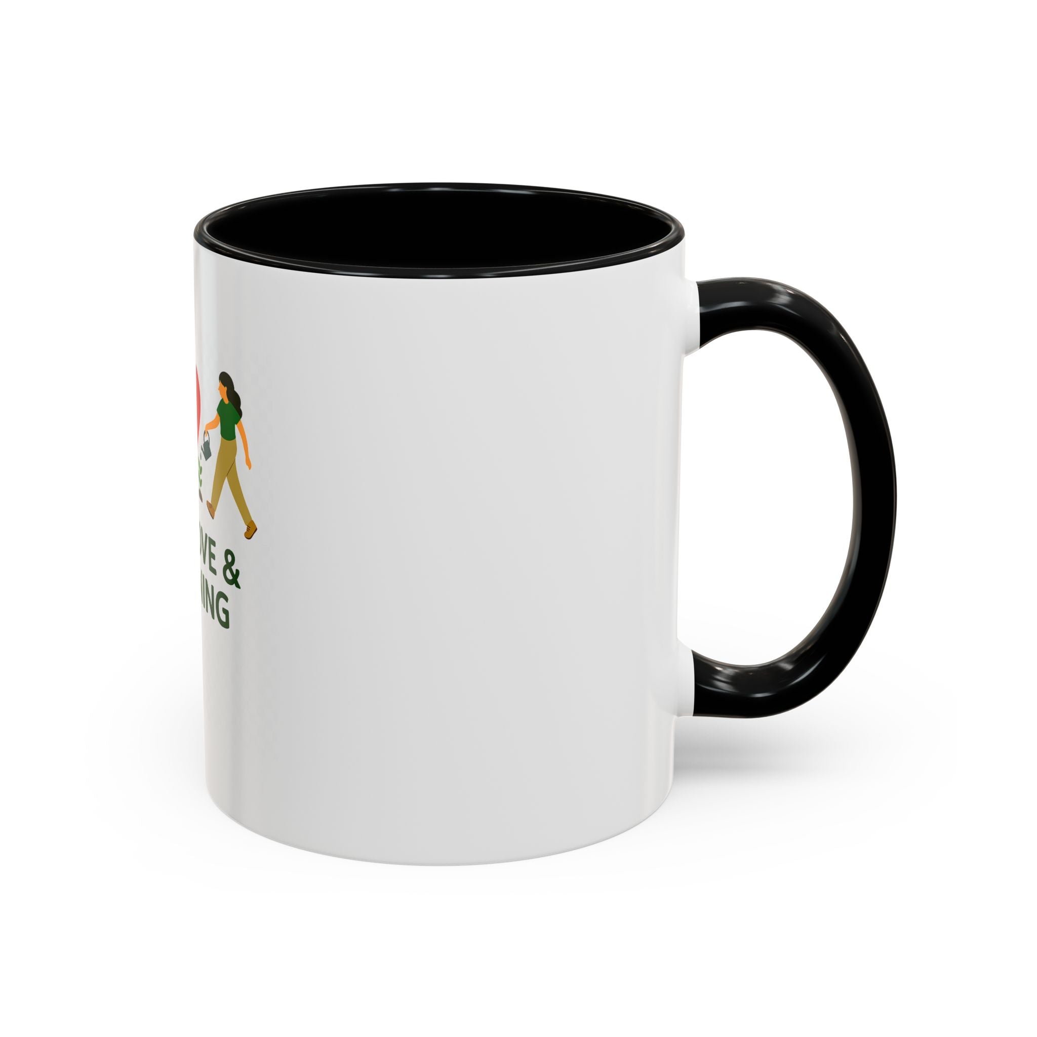 Peace, Love & Gardening Accent Coffee Mug — Gardener Gift (11/15oz)