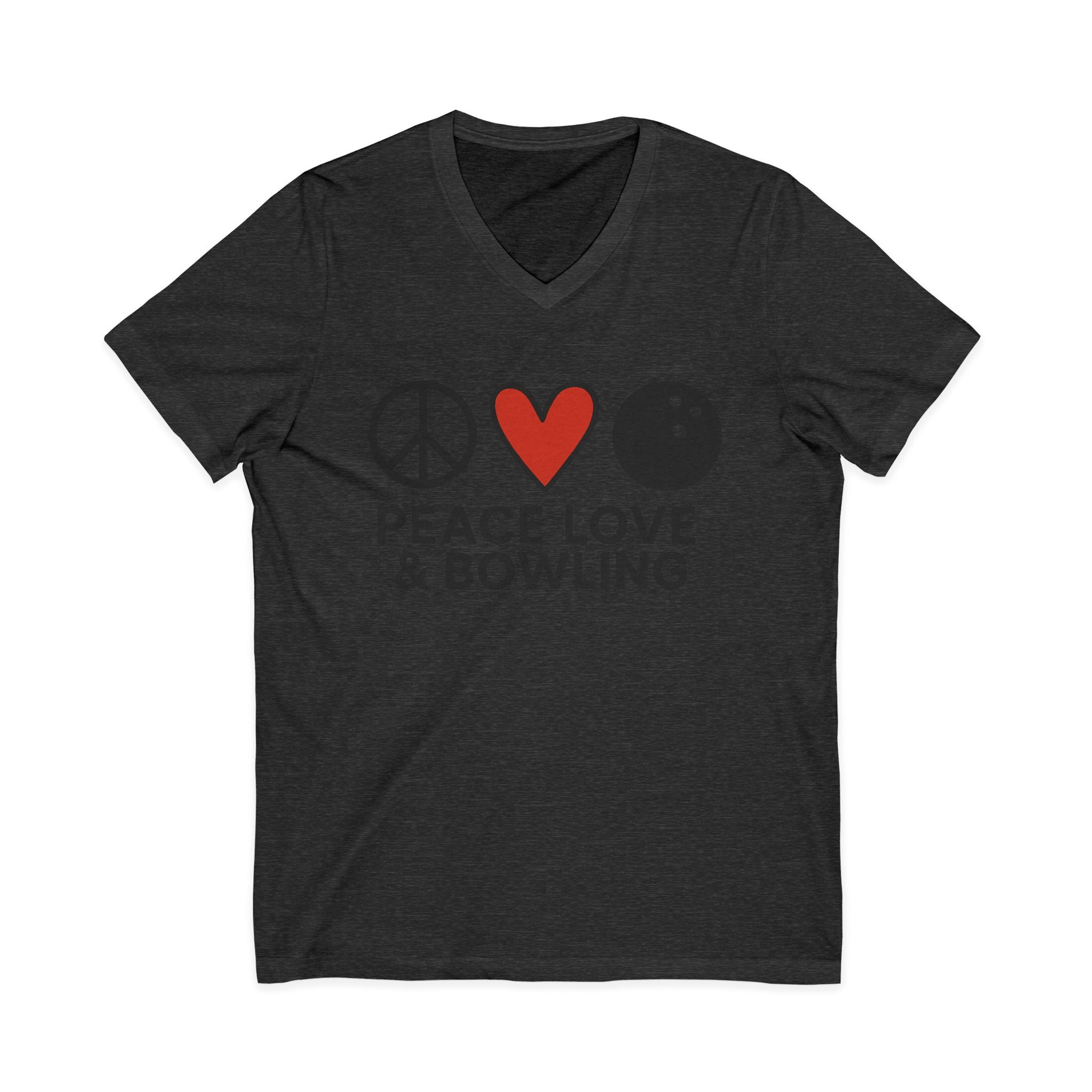 Peace, Love & Bowling V-Neck Tee