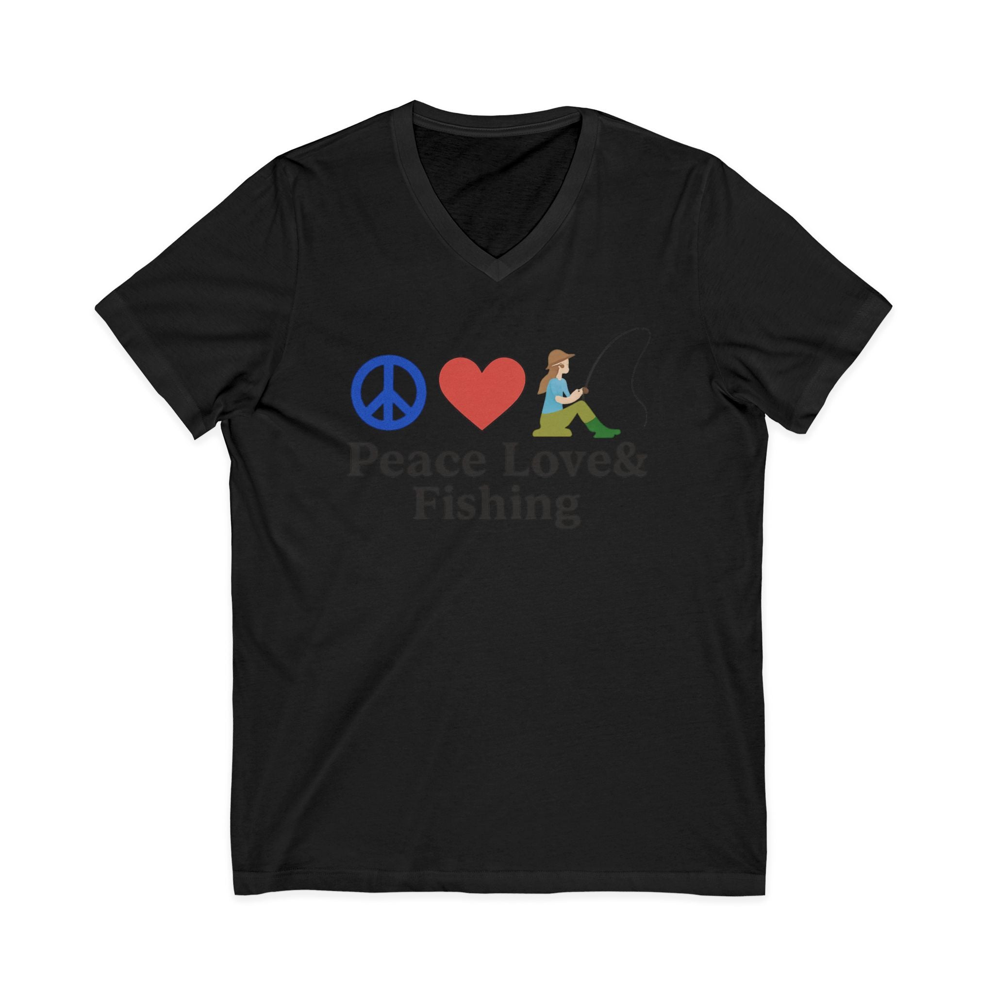Peace Love & Fishing V-Neck Tee