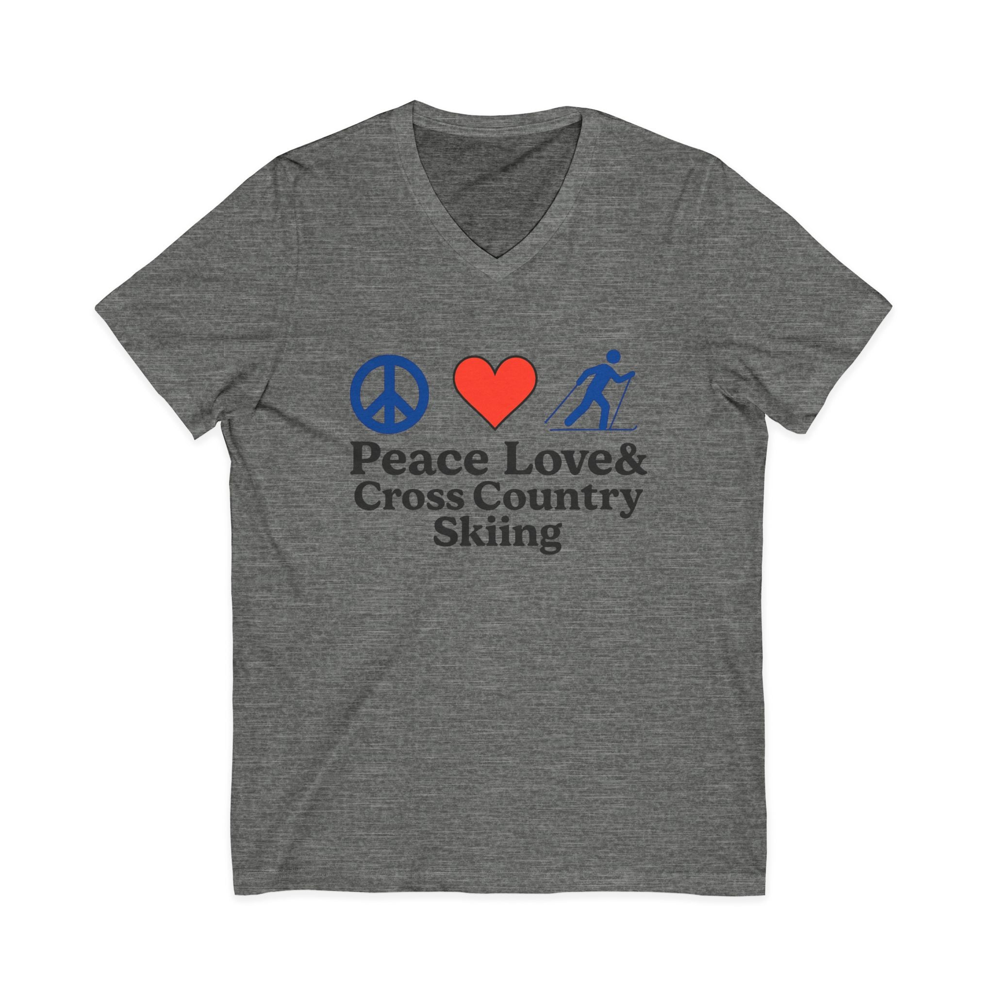 Peace Love & Cross Country Skiing V-Neck Tee