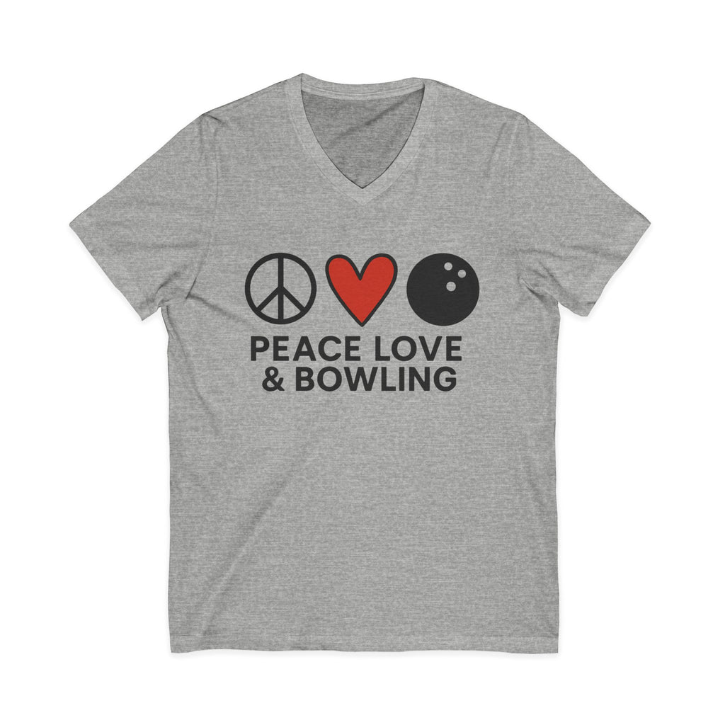 Peace, Love & Bowling V-Neck Tee