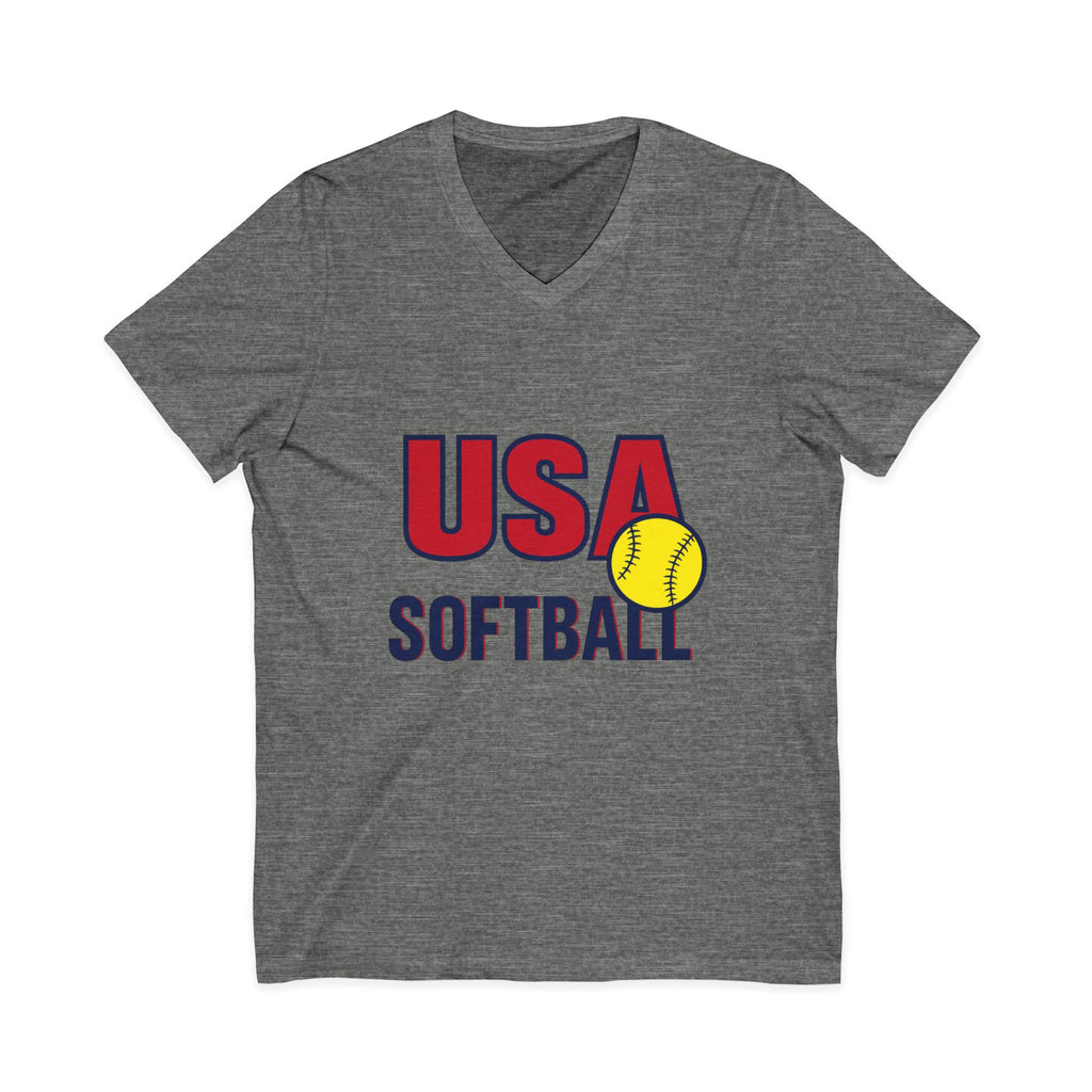USA Softball V-Neck Tee for Sports Fans