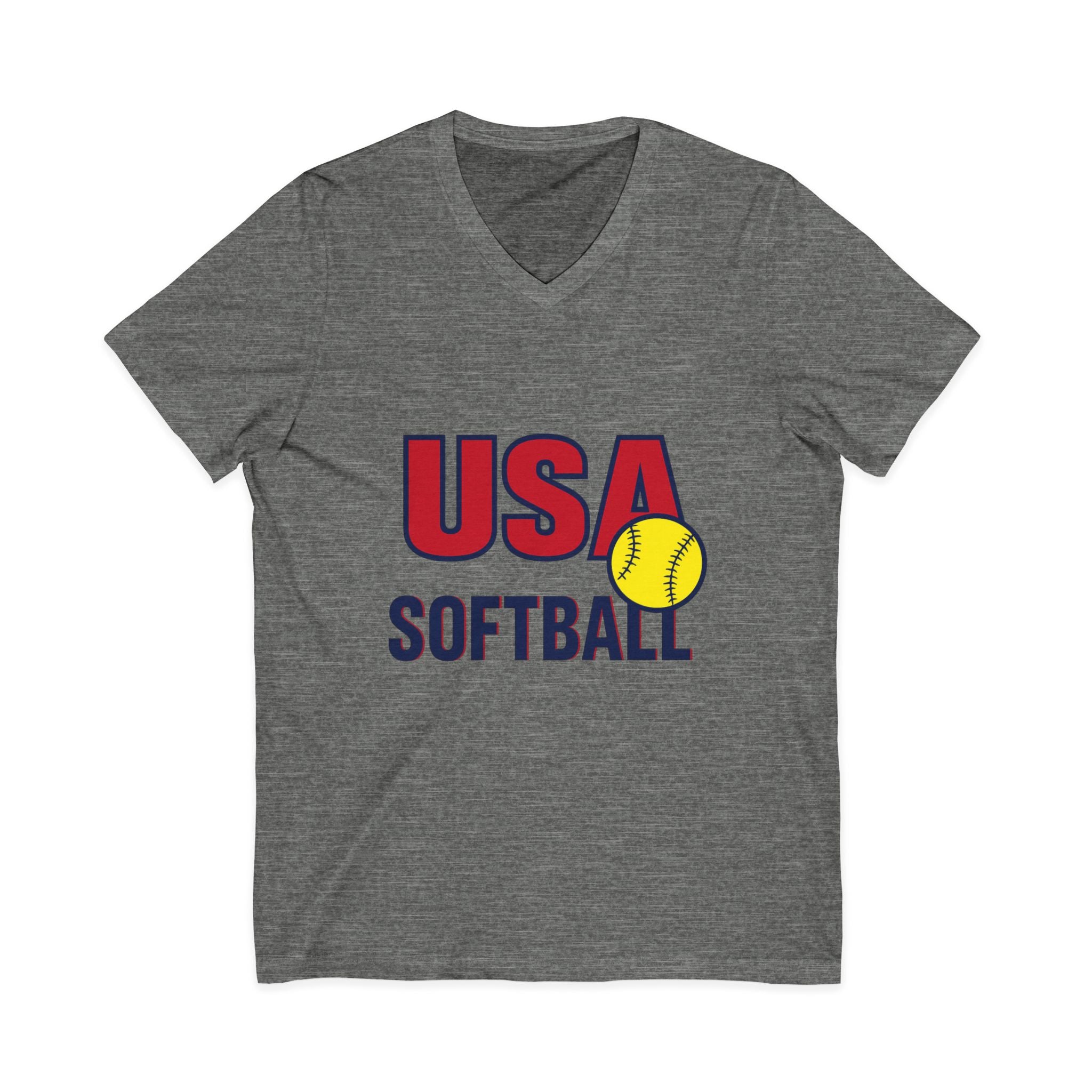 USA Softball V-Neck Tee for Sports Fans