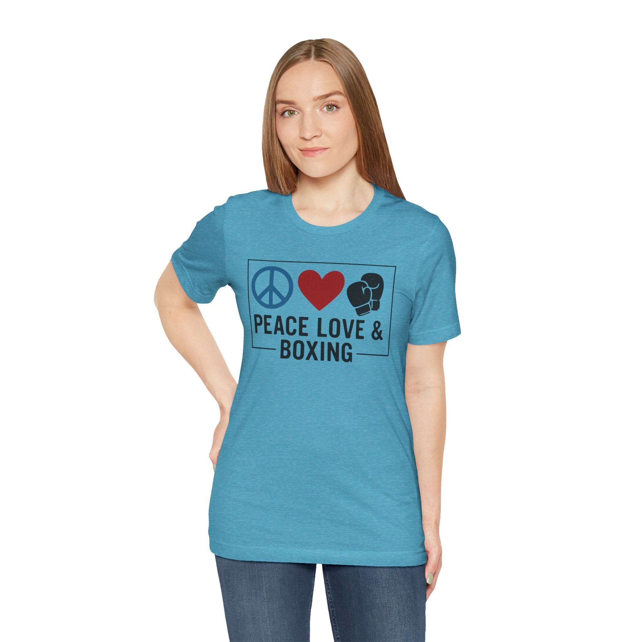 Unisex Jersey Short Sleeve Tee - Peace Love & Boxing T-Shirt