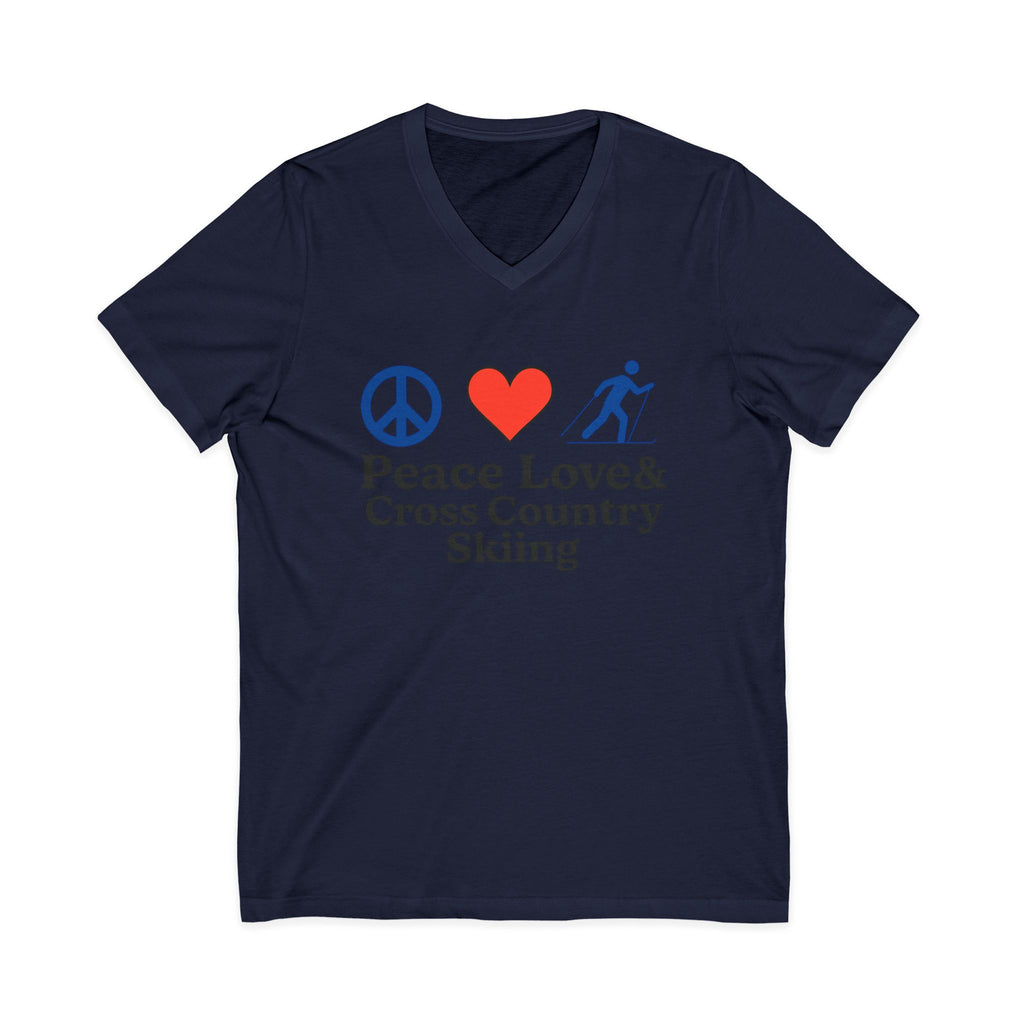 Peace Love & Cross Country Skiing V-Neck Tee