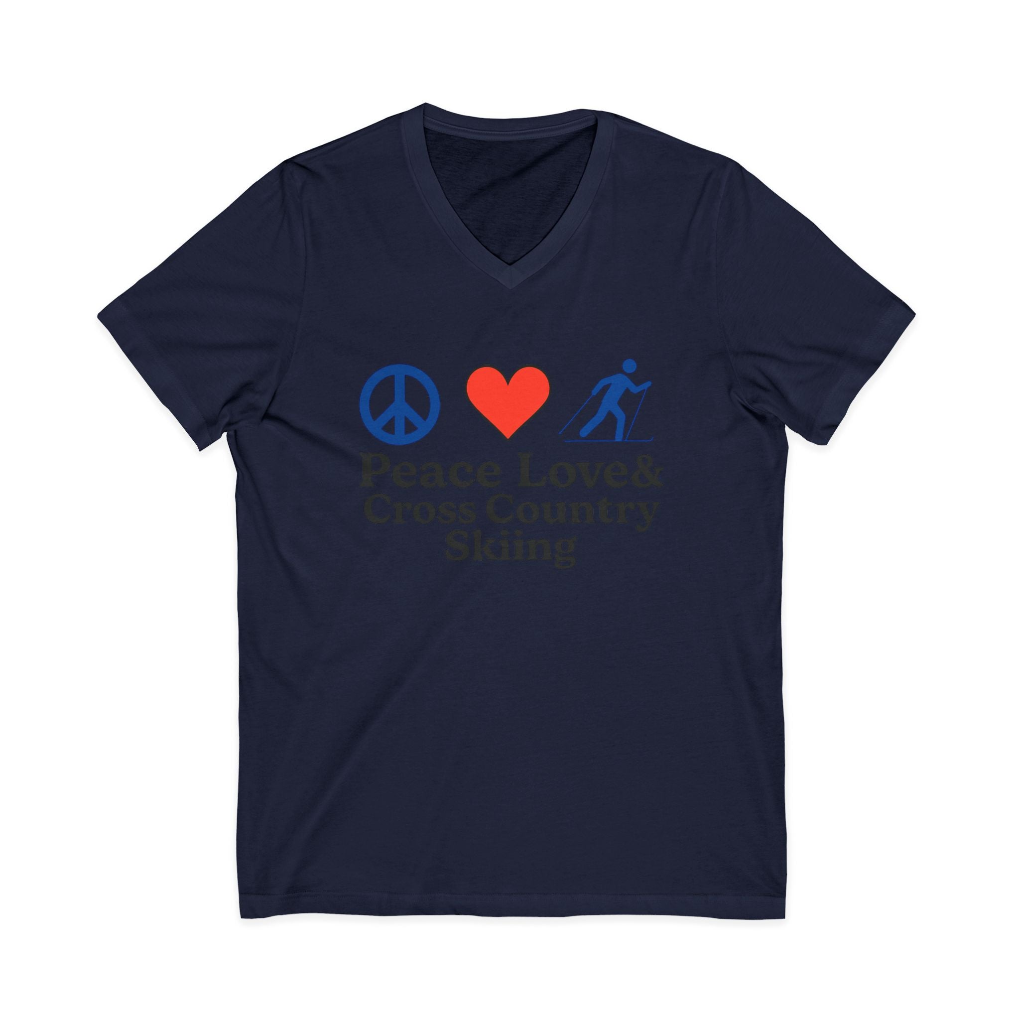 Peace Love & Cross Country Skiing V-Neck Tee