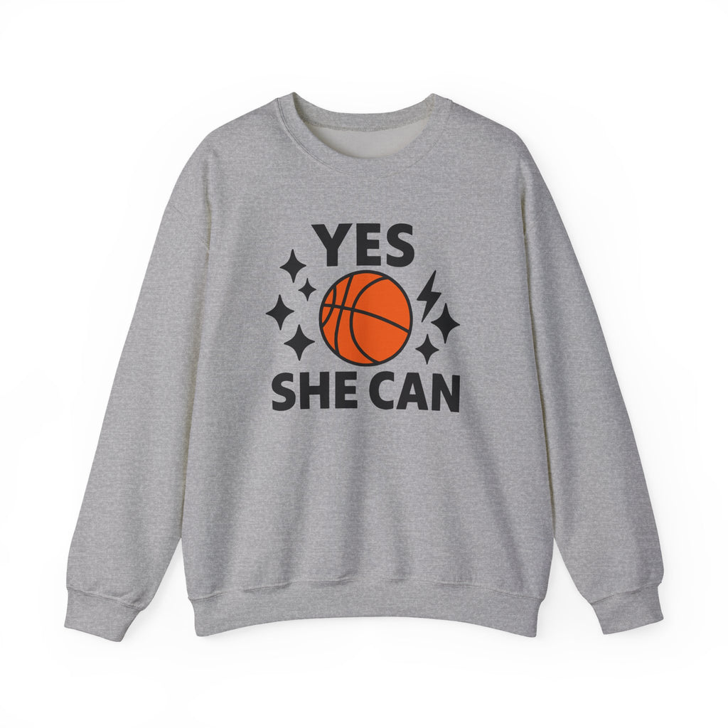 Yes, She Can Basketball Sweatshirt, Unisex Crewneck