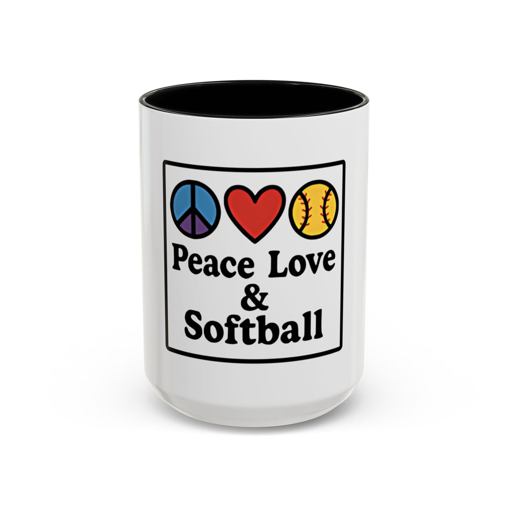 Peace Love Softball Coffee Mug, Sporty Mug for Softball Fans