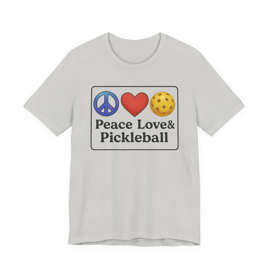 Peace Love & Pickleball Unisex Tee, Fun Pickleball Shirt