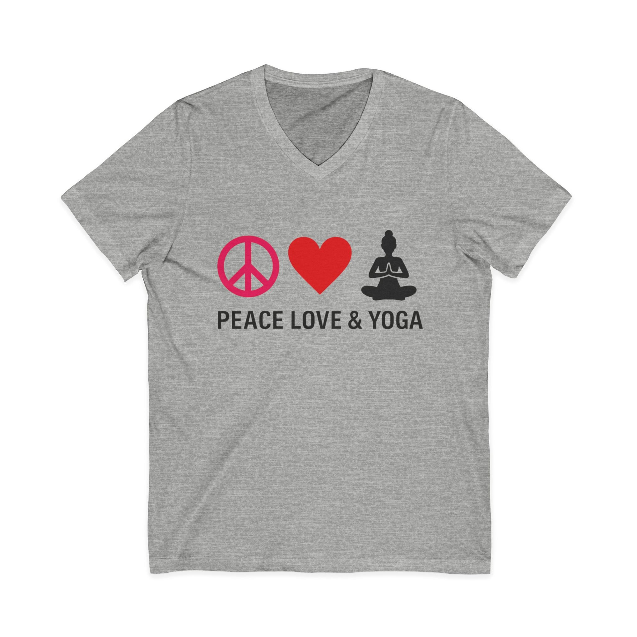Peace Love & Yoga V-Neck Tee
