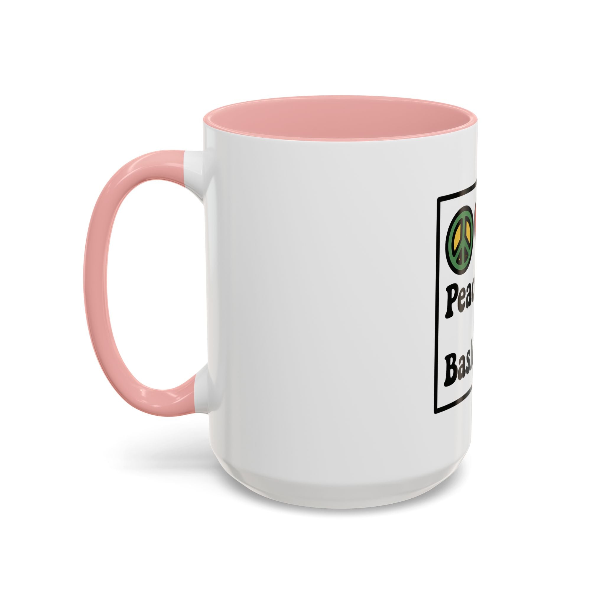 Accent Coffee Mug with Peace, Love & Basketball Design