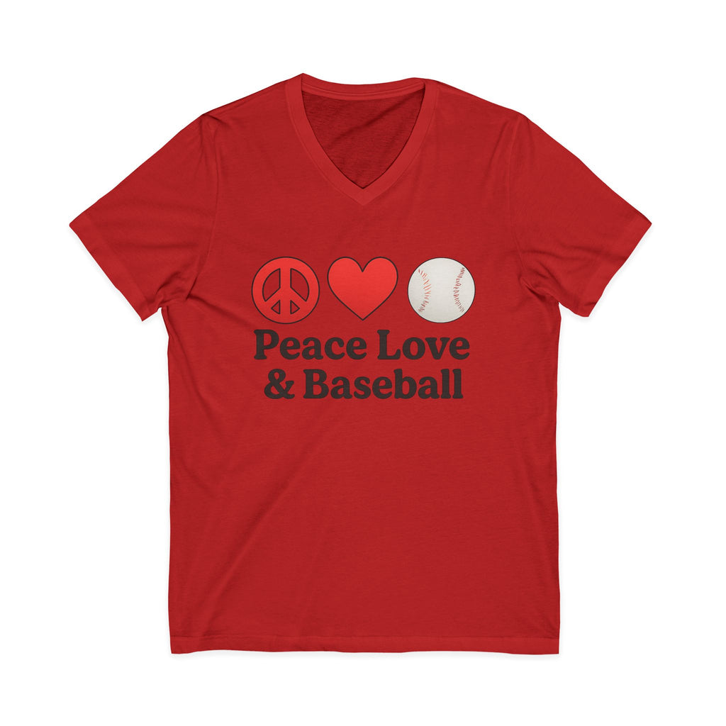 Peace Love & Baseball V-Neck Tee