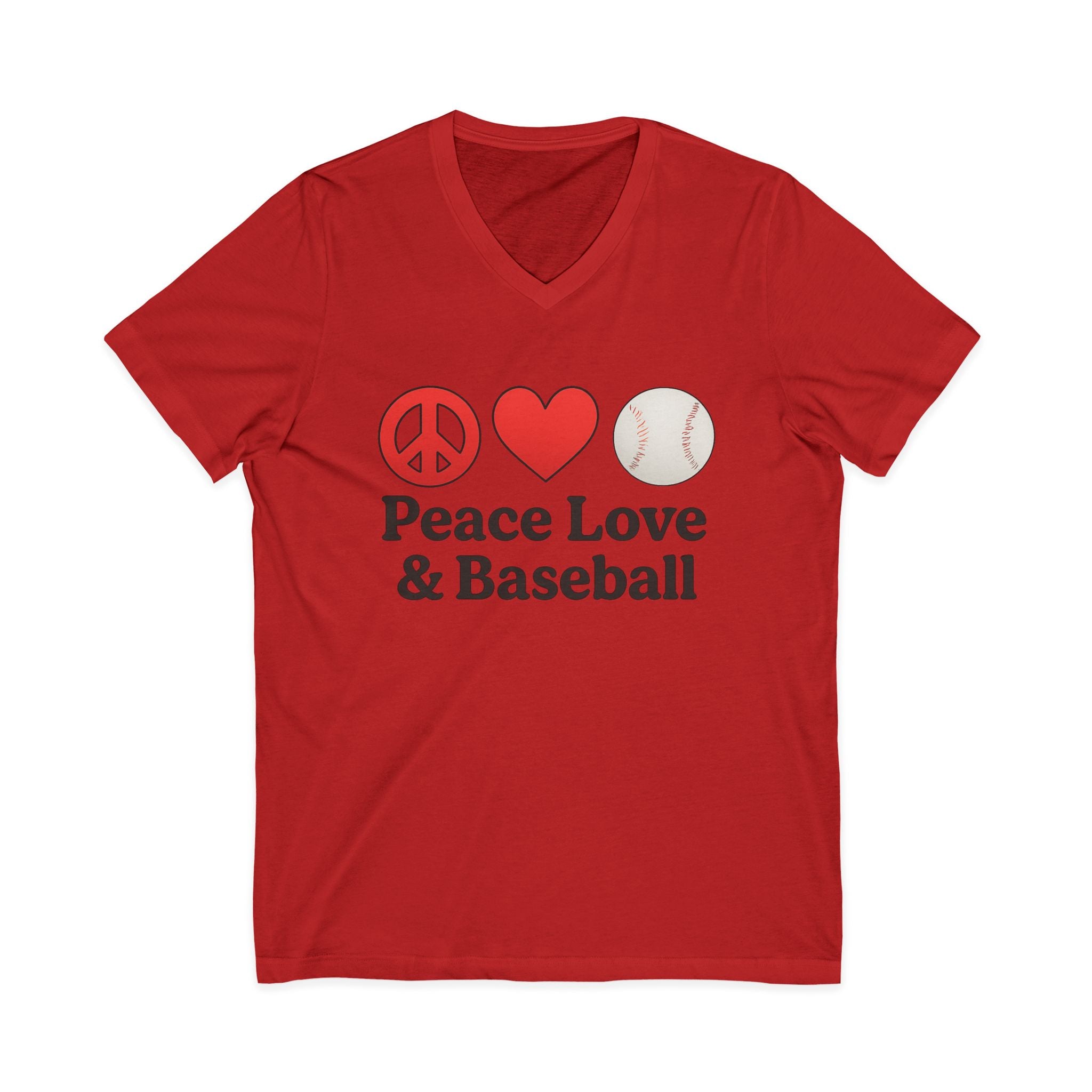 Peace Love & Baseball V-Neck Tee