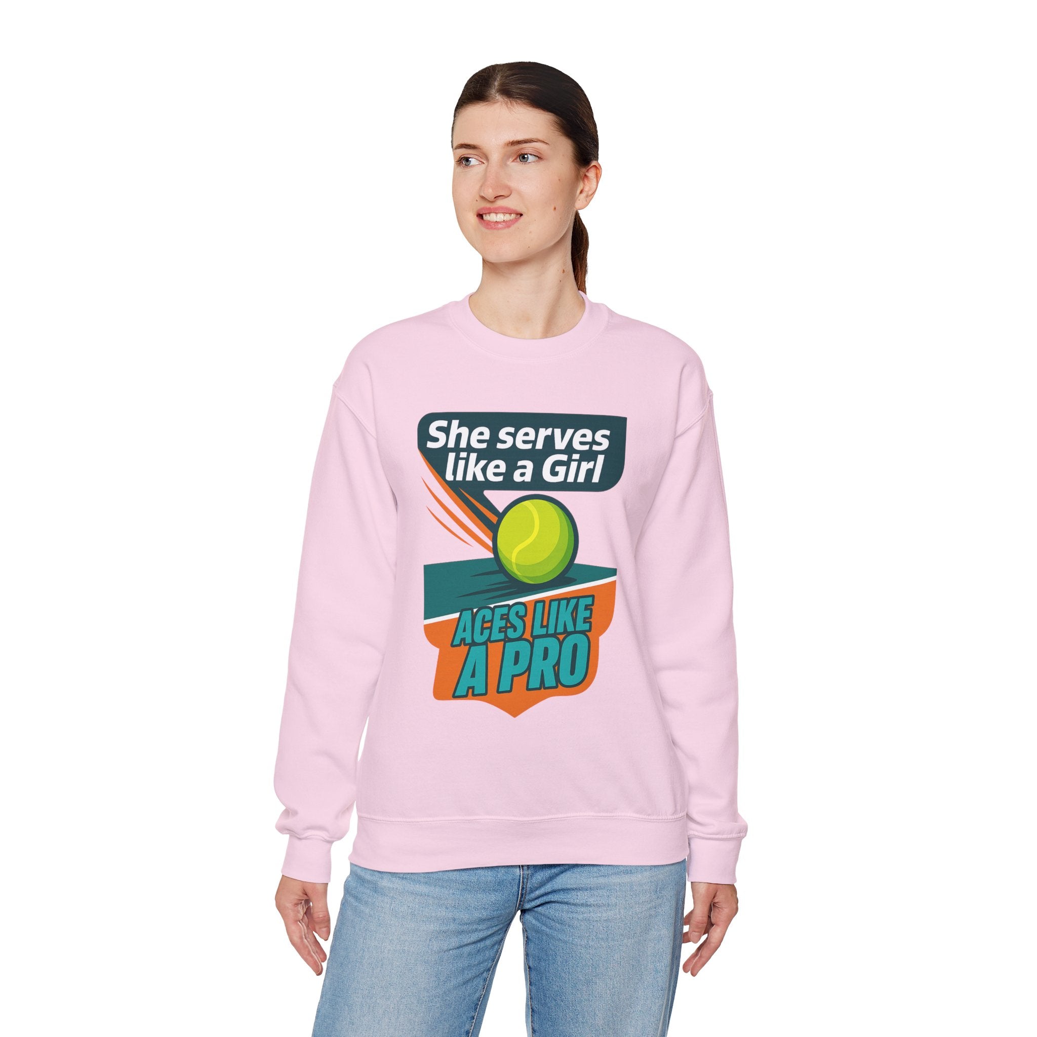 She Serves Like A Girl Sweatshirt, Unisex Crewneck
