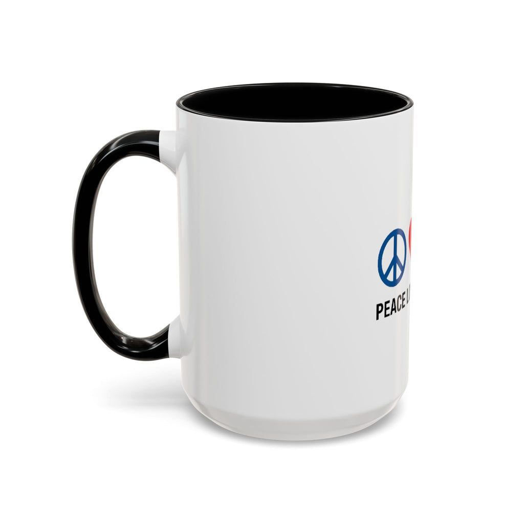 Peace Love & Kayaking Accent Coffee Mug — Kayaker Gift, 11/15oz