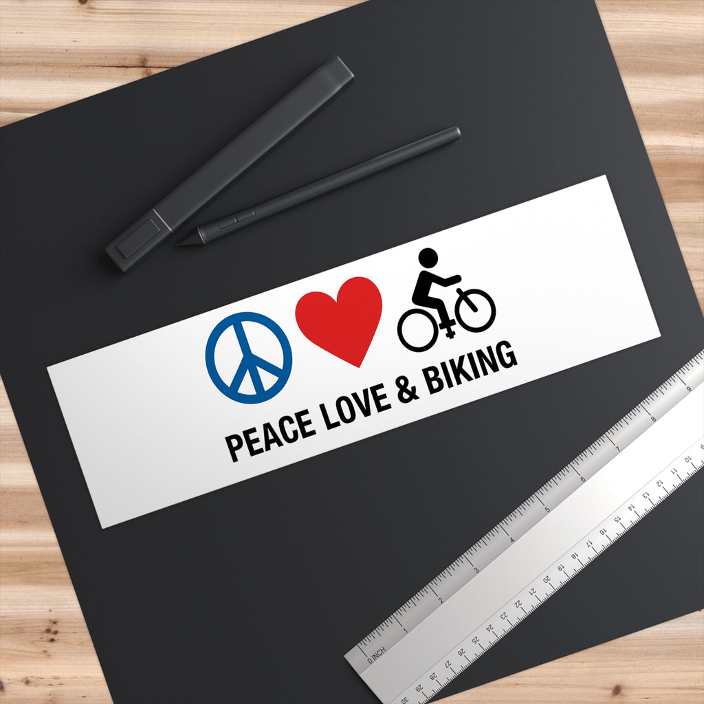 Peace Love Biking Bumper Stickers - Fun Decals for Cyclists and Nature Lovers