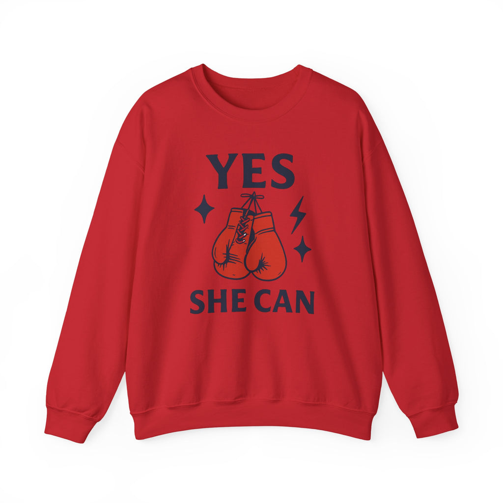 Yes, She Can Boxing Sweatshirt, Unisex Crewneck