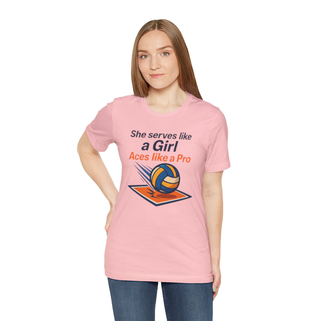 She Serves Like A Girl Tee, Volleyball Shirt