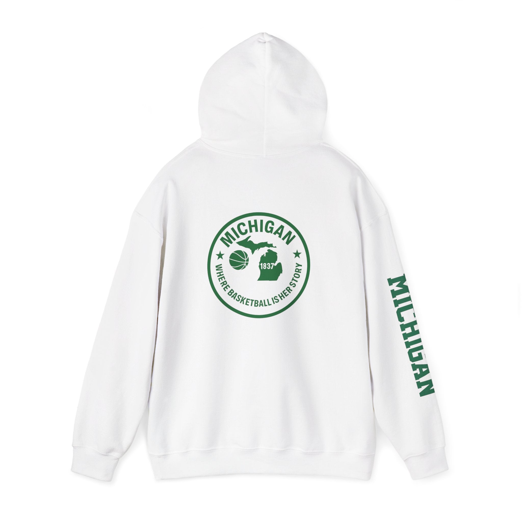 Michigan Basketball Hoodie - Retro Green Emblem "Where Basketball Is The North"