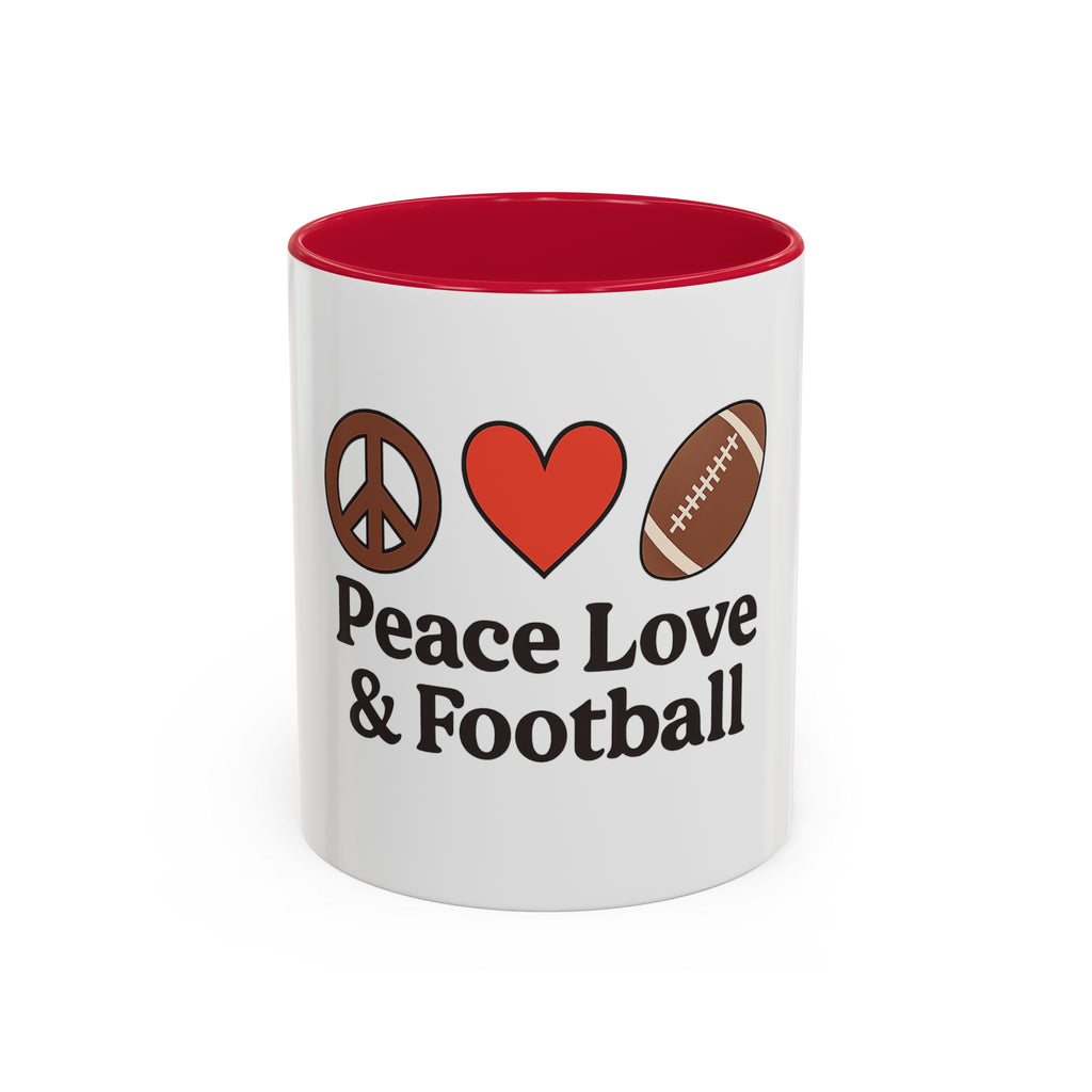 Peace, Love & Football Mug - Colorful Ceramic Drinkware for Sports Lovers
