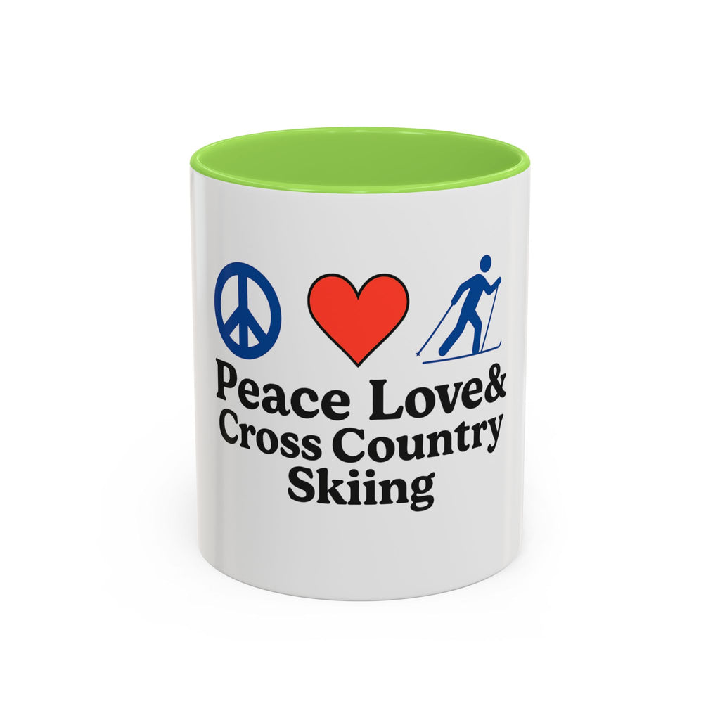 Peace, Love & Cross Country Skiing Mug