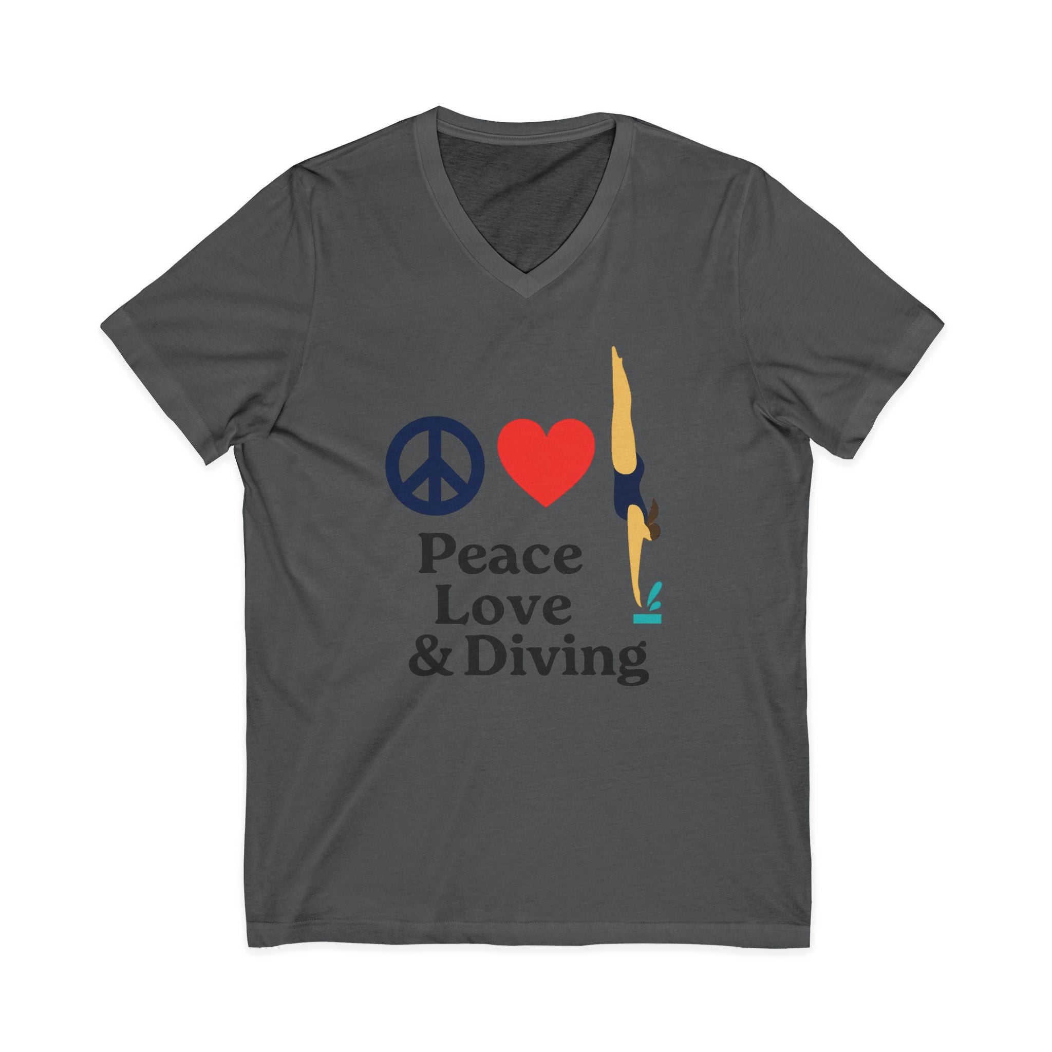 Peace Love & Diving V-Neck Tee