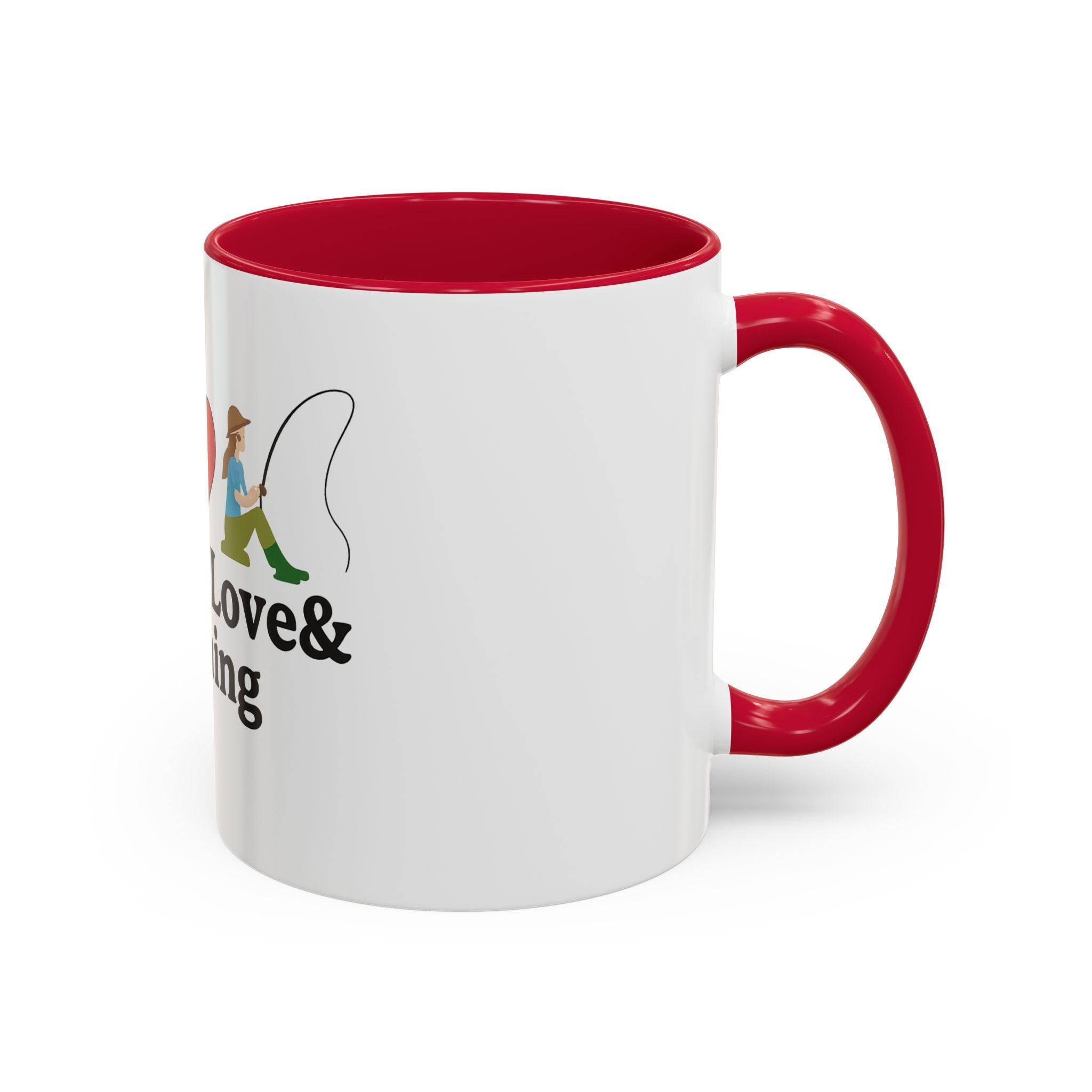 Peace, Love & Fishing Mug - Colorful Ceramic Coffee Cup for Anglers