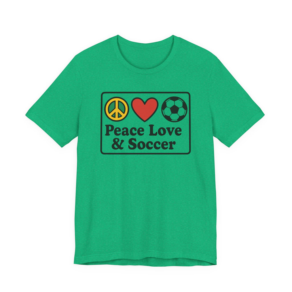 Peace Love Soccer T-Shirt, Unisex Soccer Tee