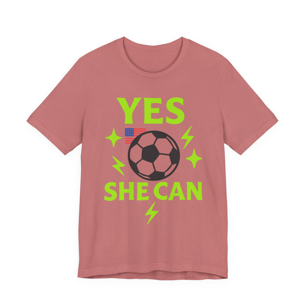 Yes, She Can Soccer Unisex Tee