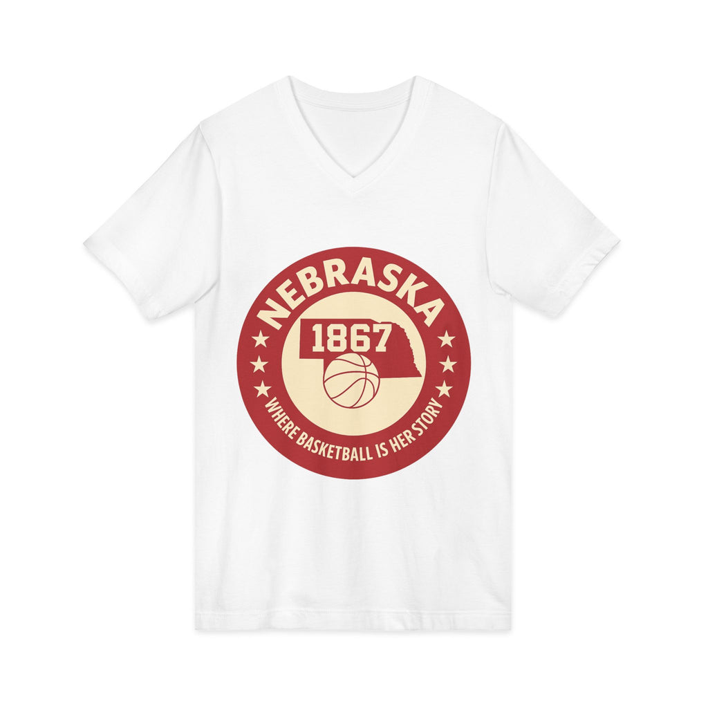 Nebraska 1867 Basketball Vintage V-Neck Tee